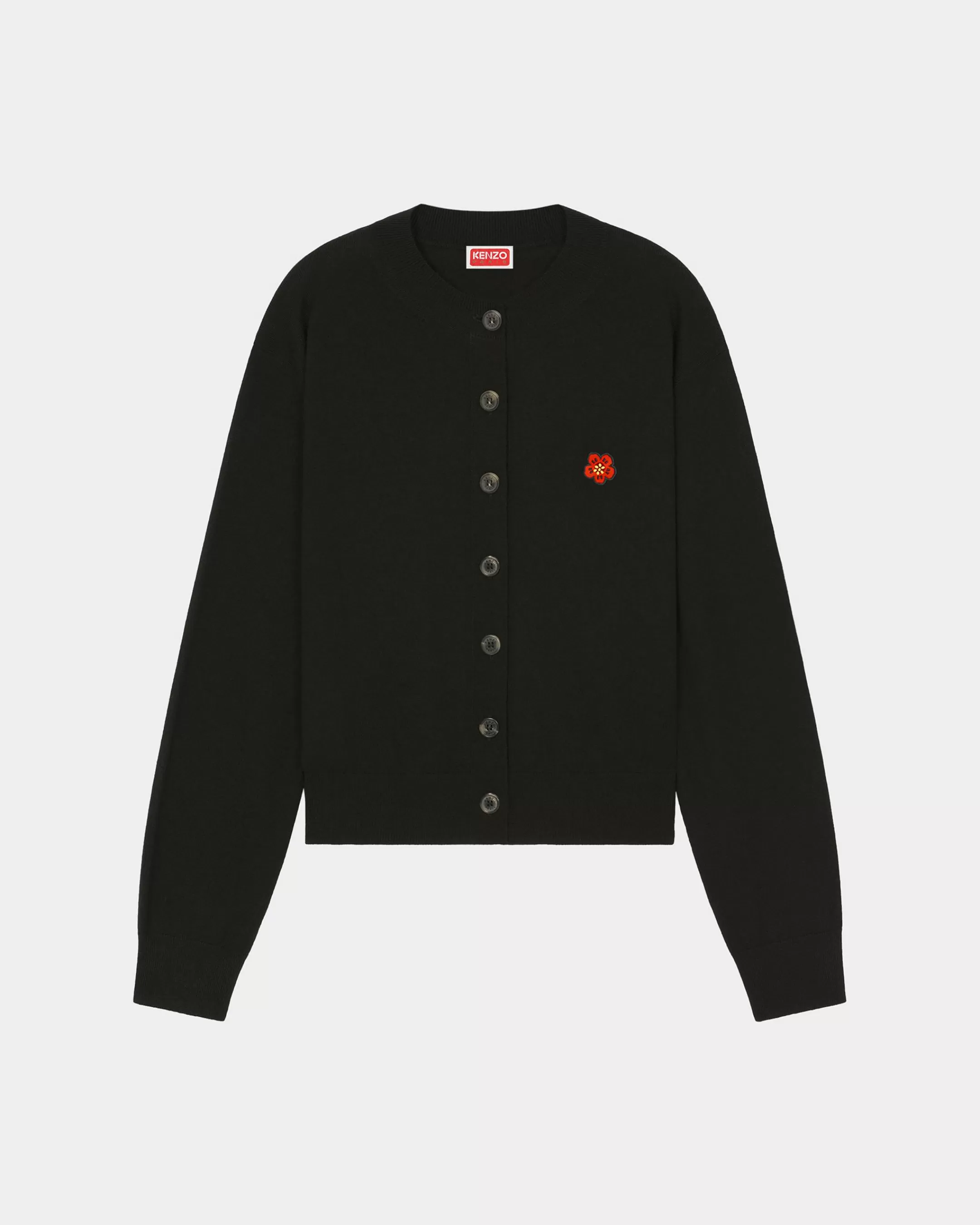 Knitwear | Boke Flower*KENZO 'Boke Crest Crew' embroidered RWS wool cardigan Black