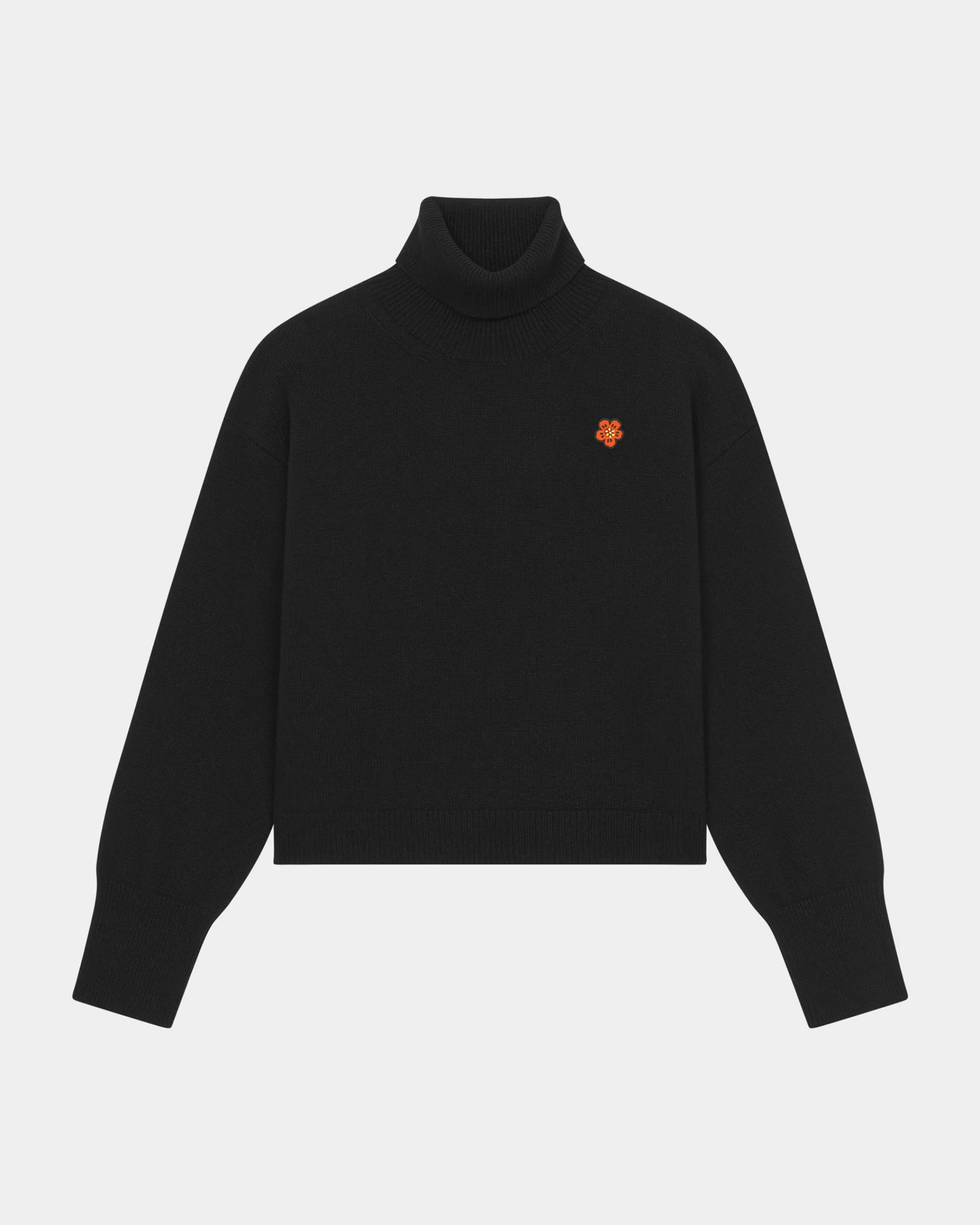 Knitwear*KENZO 'Boke Flower Crest' embroidered wool jumper Black