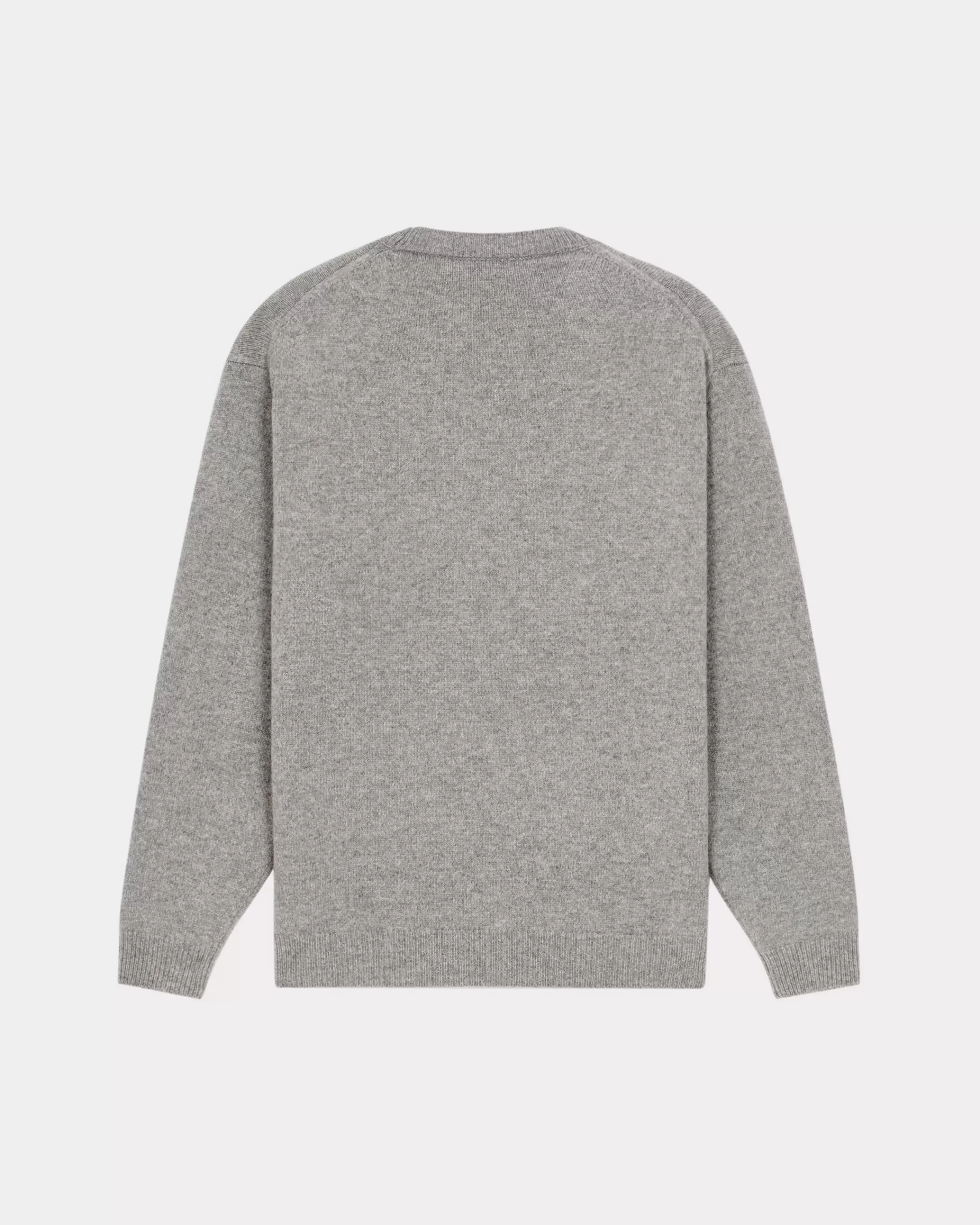 Knitwear*KENZO 'Boke Flower Crest' embroidered wool jumper Pearl Grey