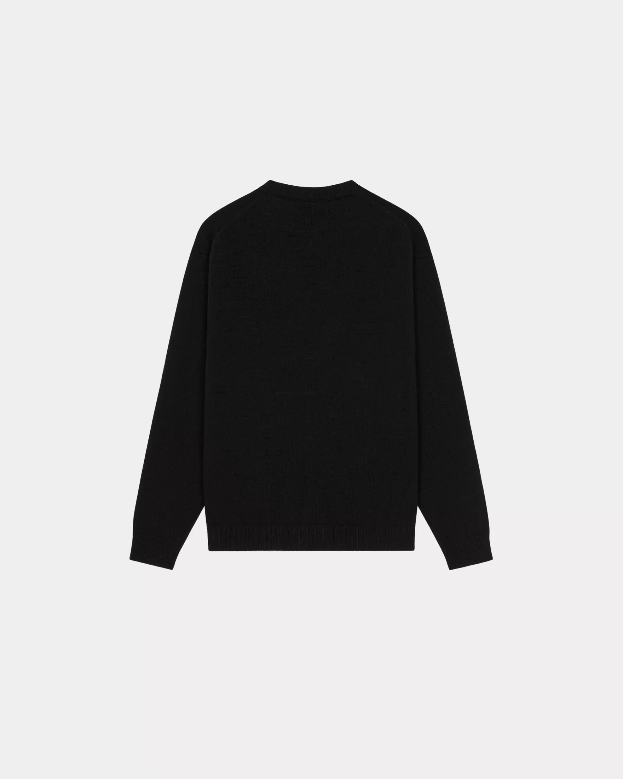 Knitwear*KENZO 'Boke Flower Crest' embroidered wool jumper Black