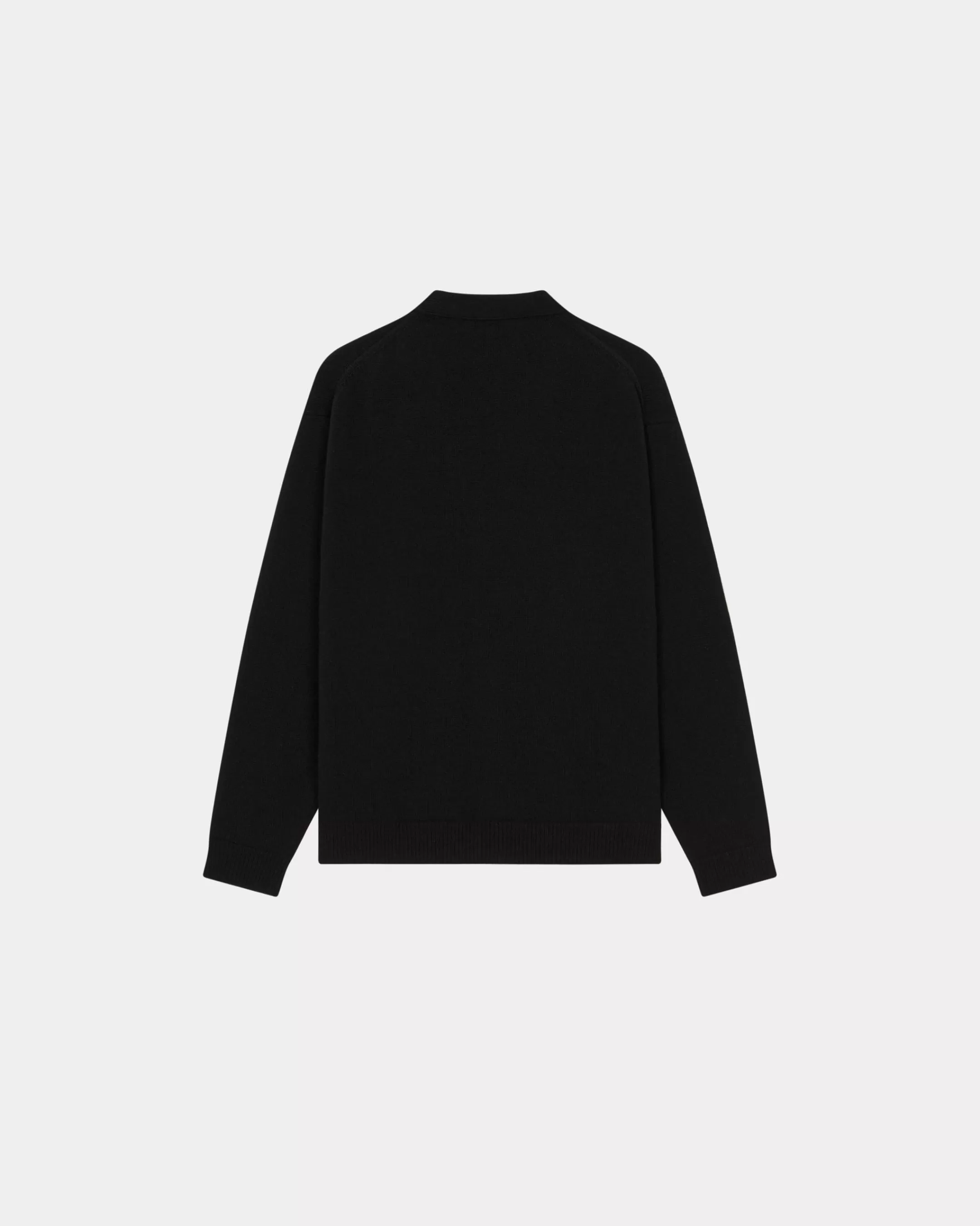 Knitwear*KENZO 'Boke Flower Crest' embroidered woollen cardigan Black