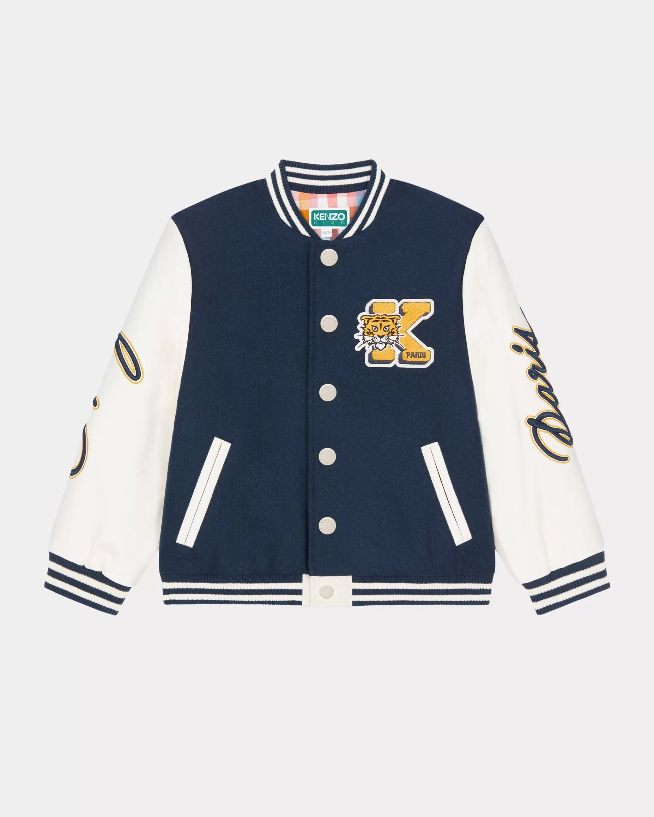 BOYS (3-12 YEARS)*KENZO 'Campus' embroidered bomber jacket made in two materials Navy Blue