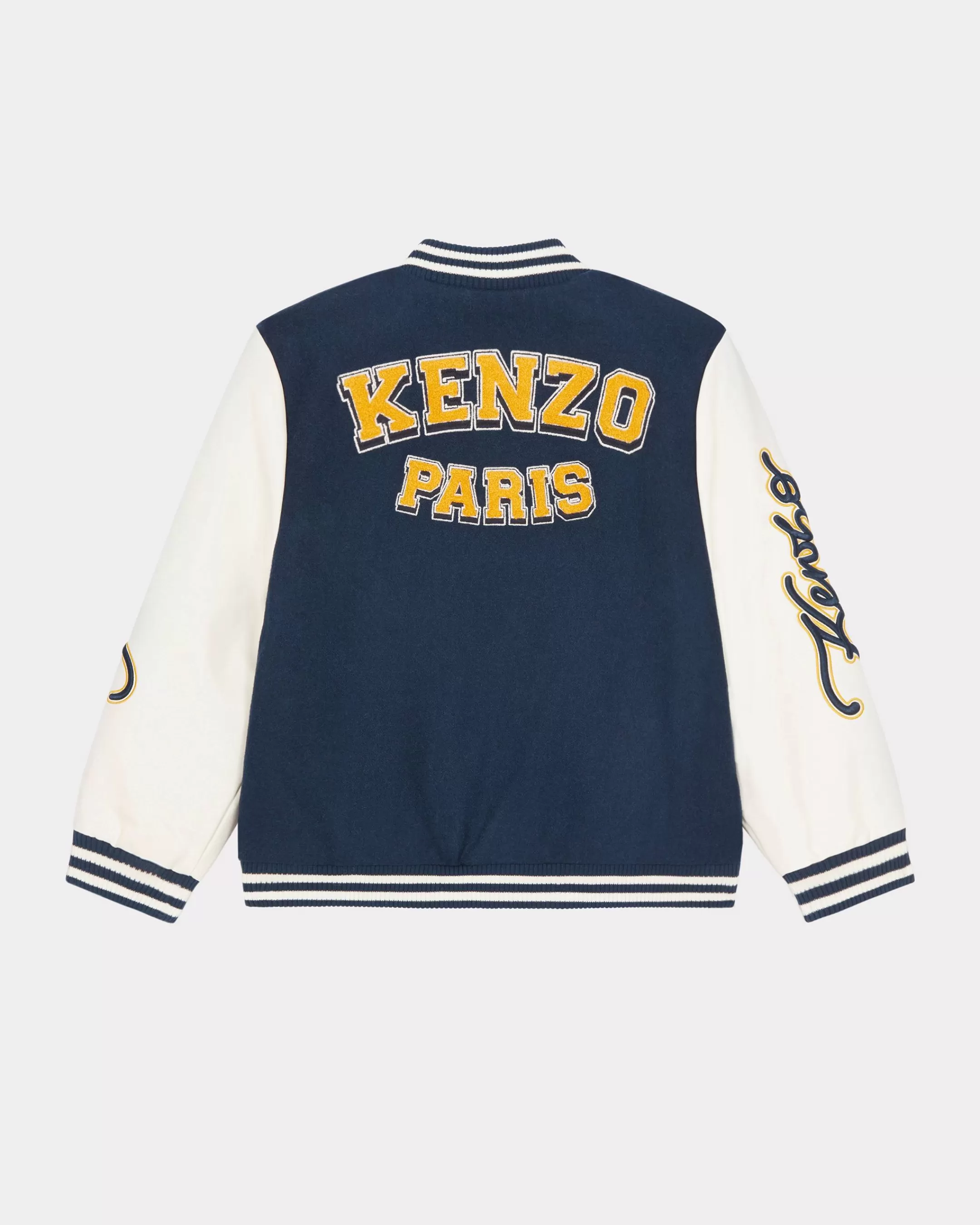 BOYS (3-12 YEARS)*KENZO 'Campus' embroidered bomber jacket made in two materials Navy Blue