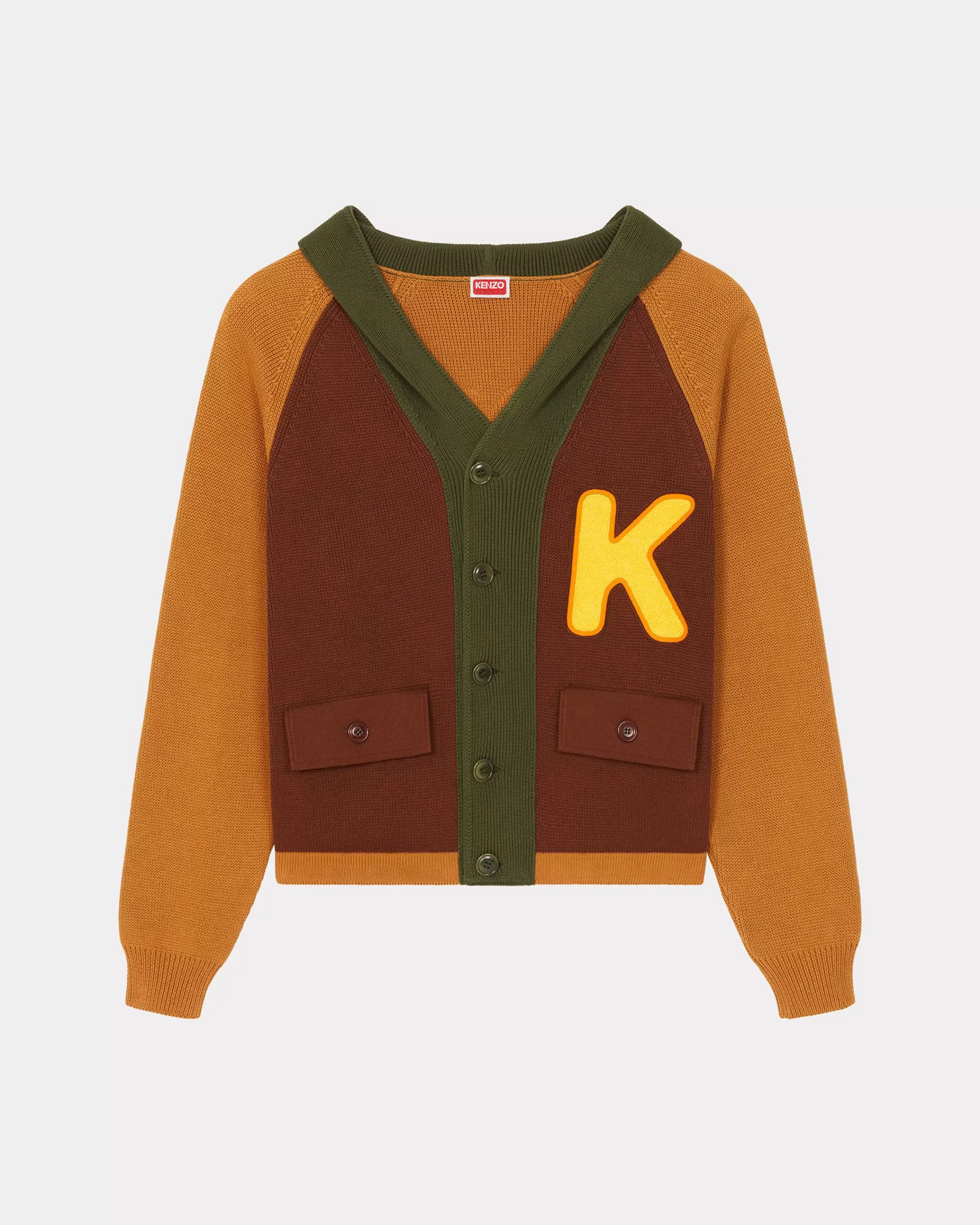 Knitwear*KENZO Cardigan with colourful hood Dark Camel