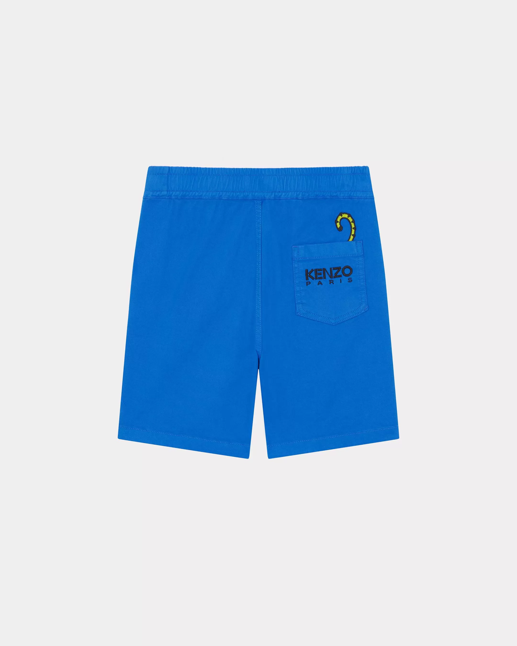 BOYS (3-12 YEARS)*KENZO Embroidered cotton Bermuda shorts Cobalt