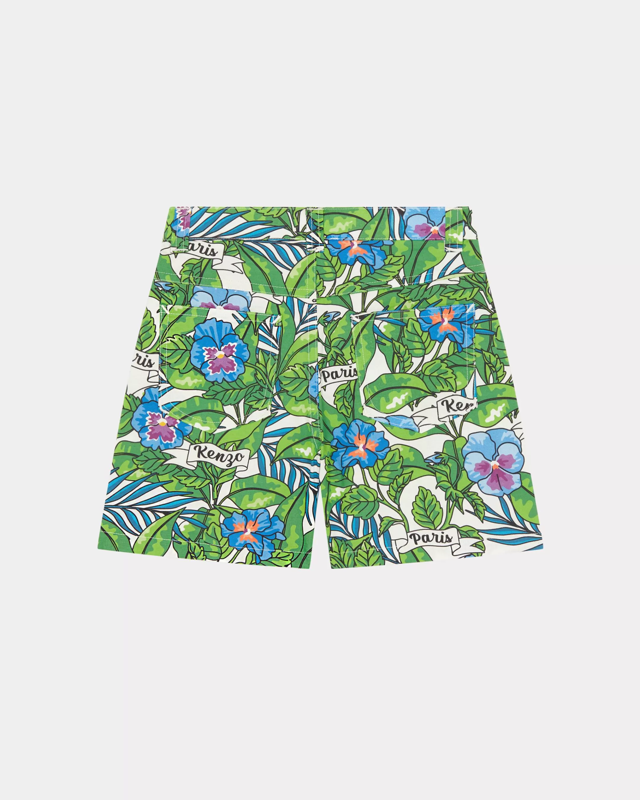 BOYS (3-12 YEARS)*KENZO Flower' cotton bermuda shorts Bottle Green