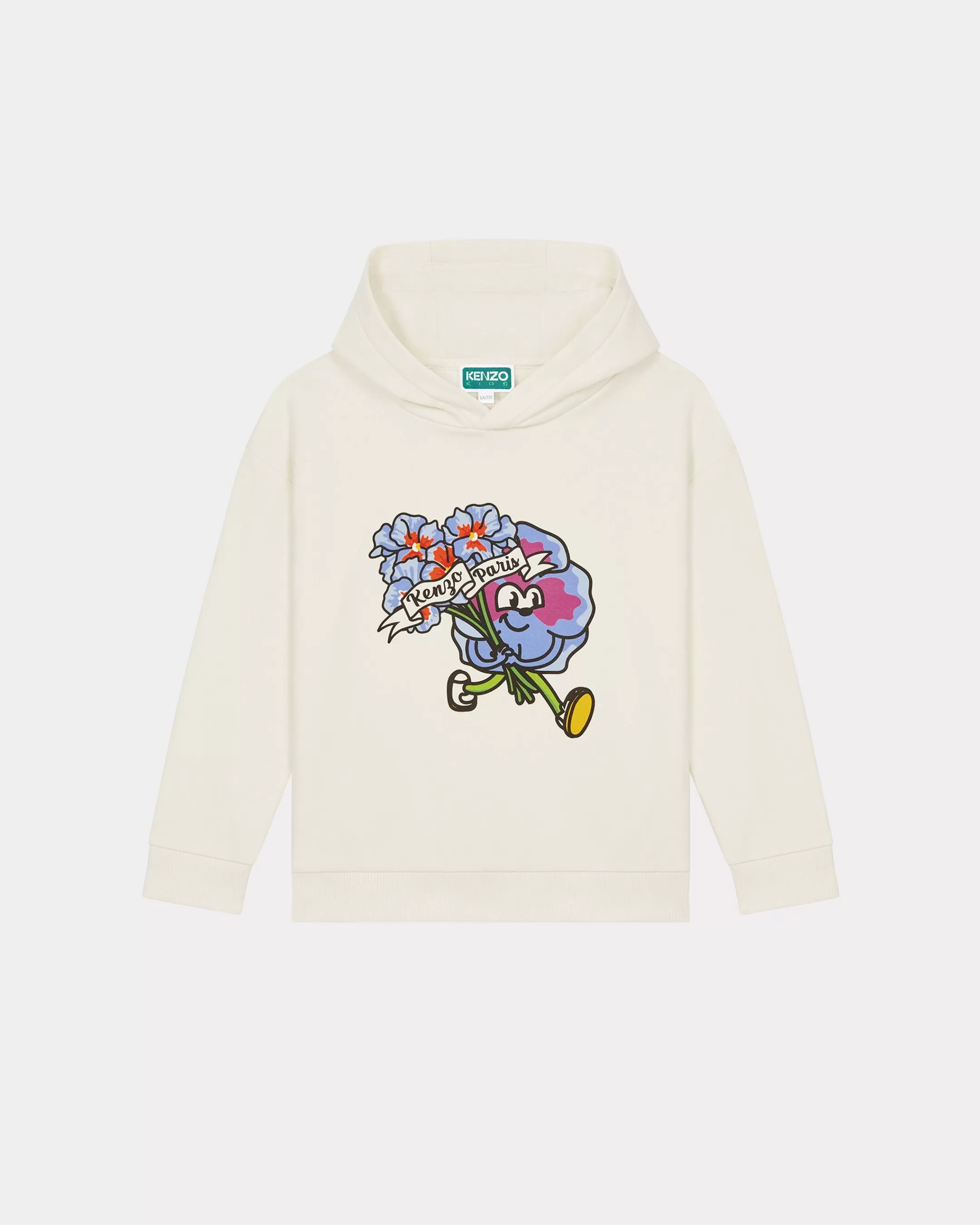 BOYS (3-12 YEARS)*KENZO 'Flower' cotton hooded sweatshirt Off White