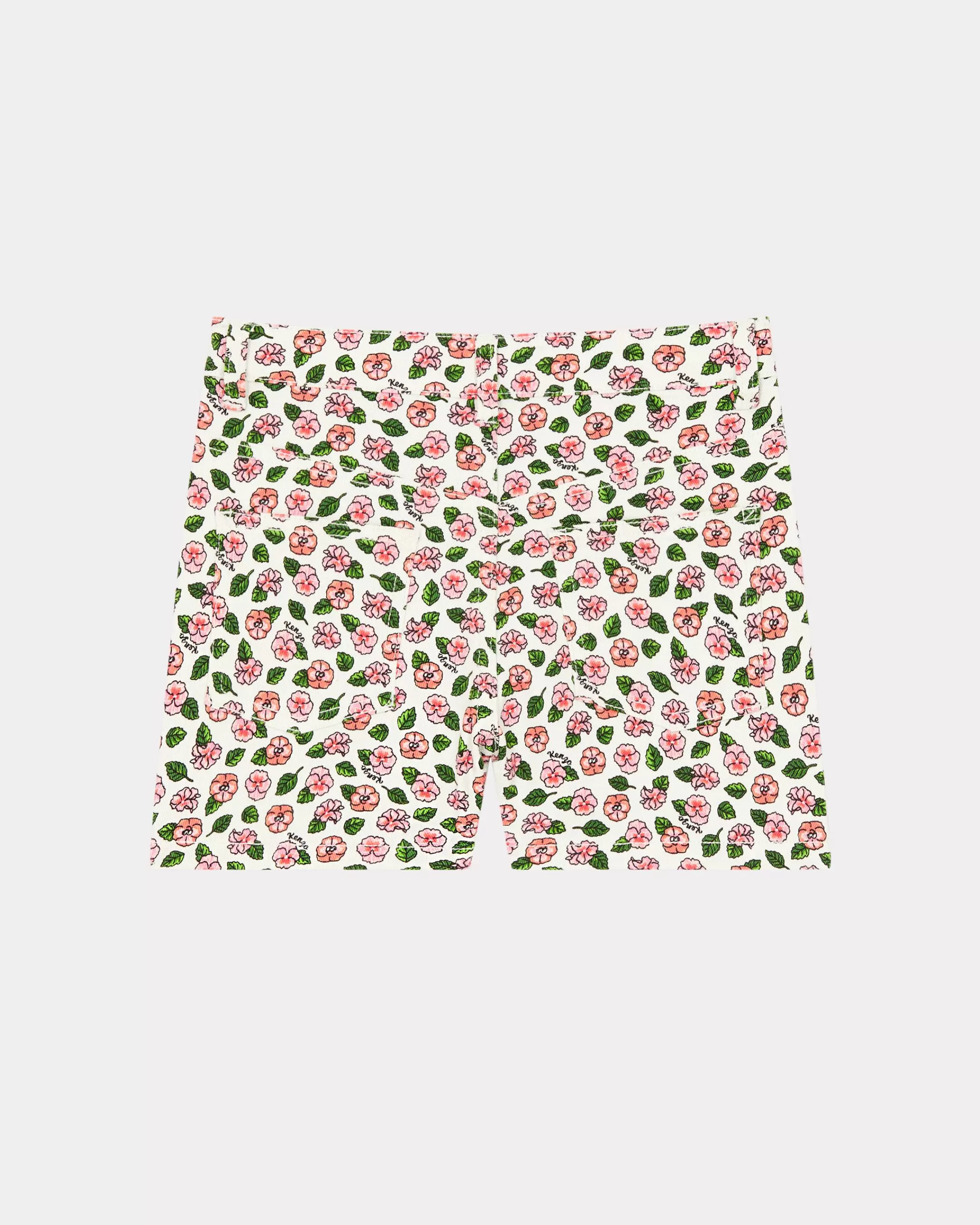 GIRLS (3-12 YEARS)*KENZO 'Flower' printed cotton shorts Off White