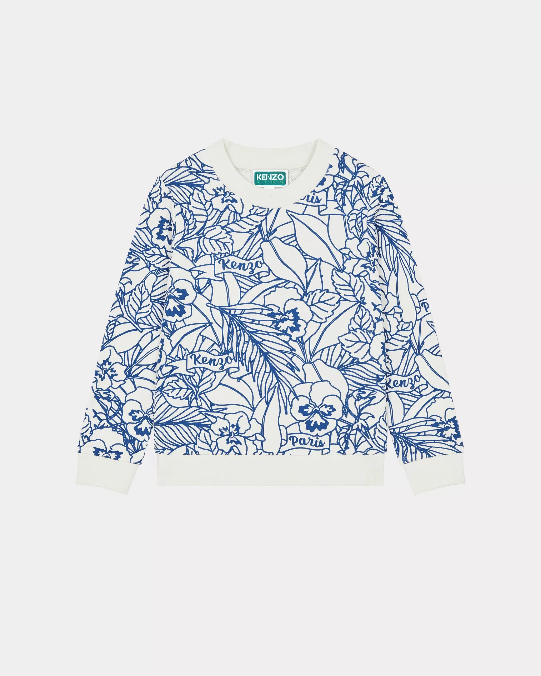 BOYS (3-12 YEARS)*KENZO 'Flower' printed cotton sweatshirt Off White