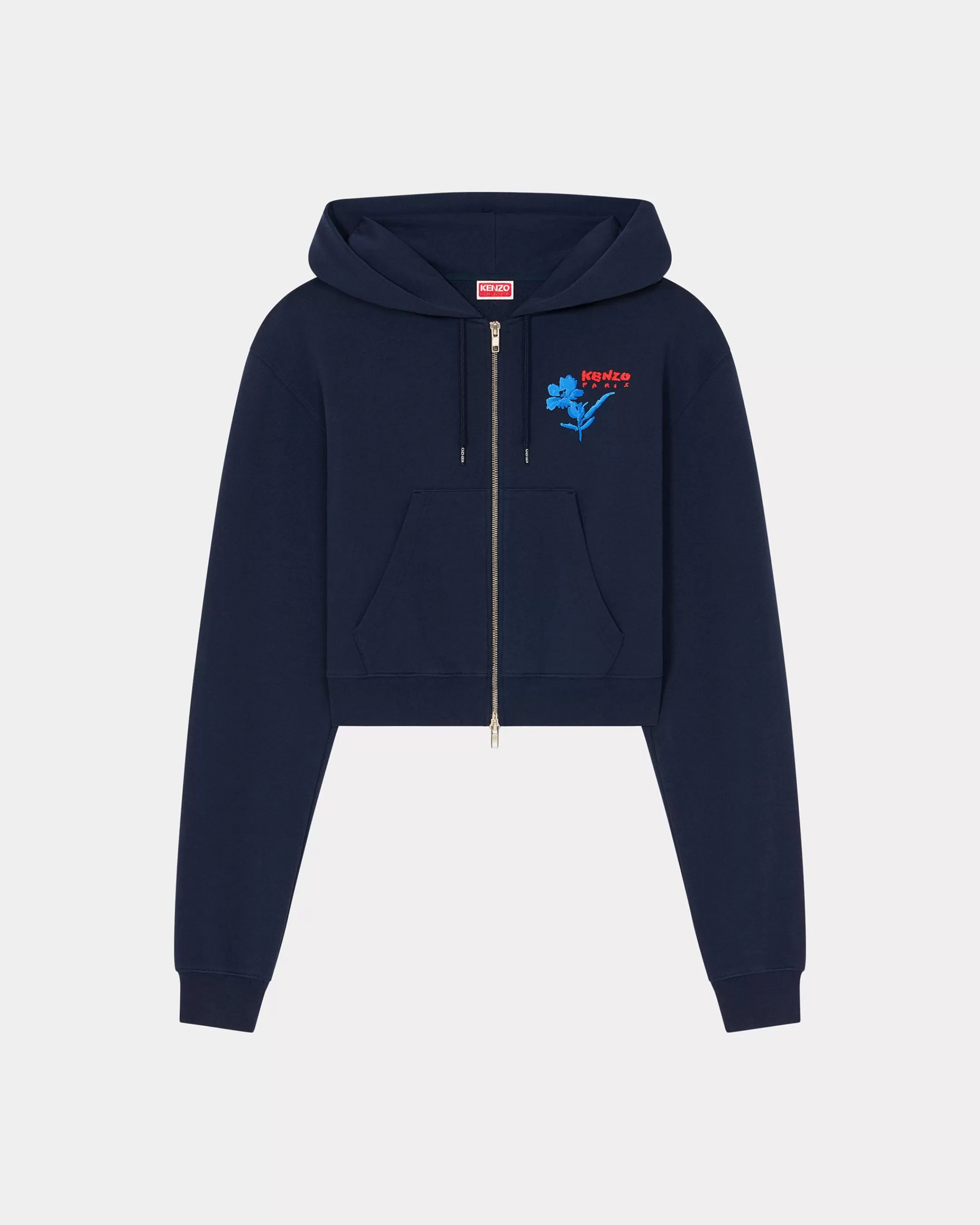 Sweatshirts and Hoodies*KENZO Hooded ' Drawn Flowers' embroidered sweatshirt Midnight Blue