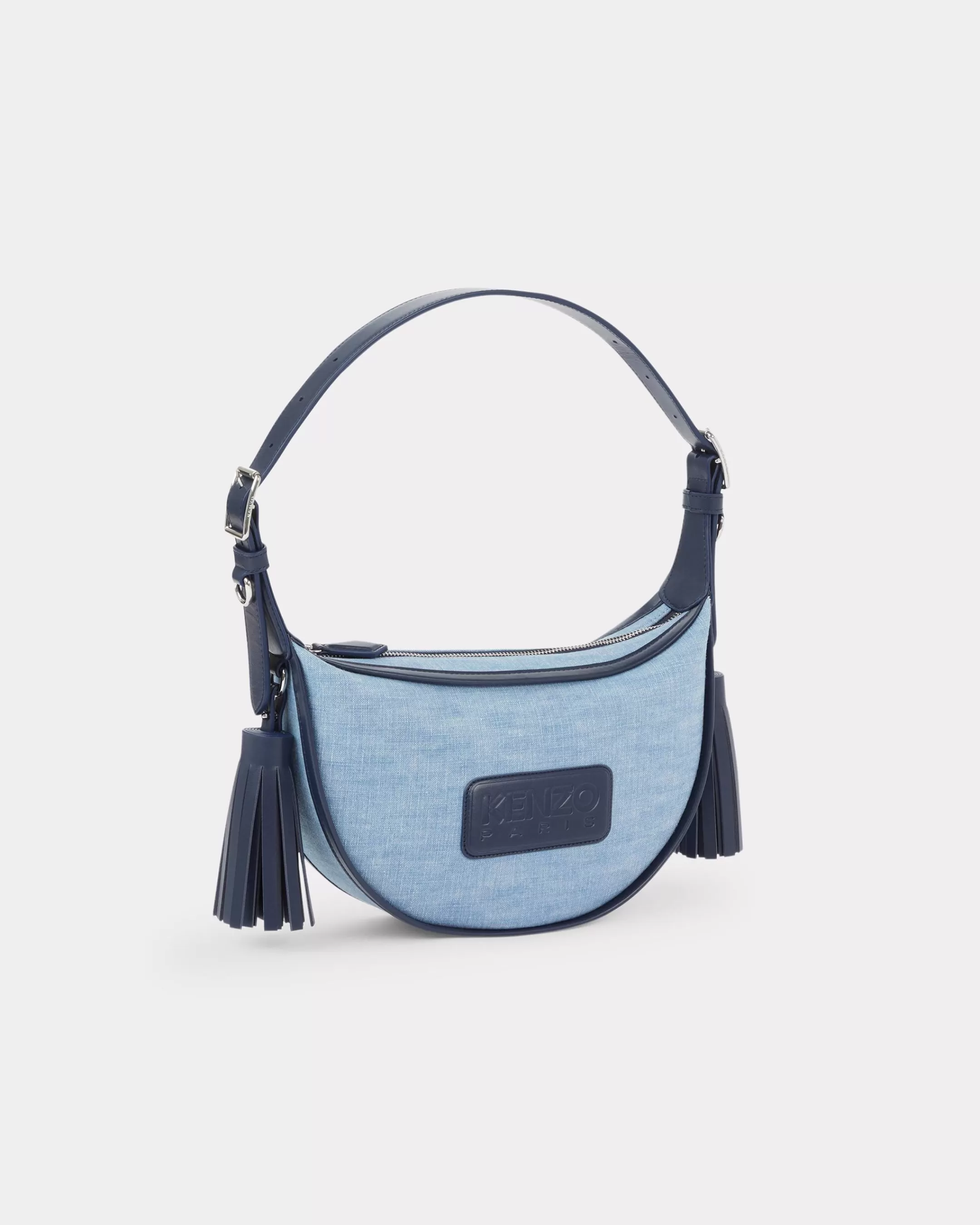 BAGS | Women's Bags*KENZO ' 18' small denim and leather Hobo bag Stone Bleached Blue Denim