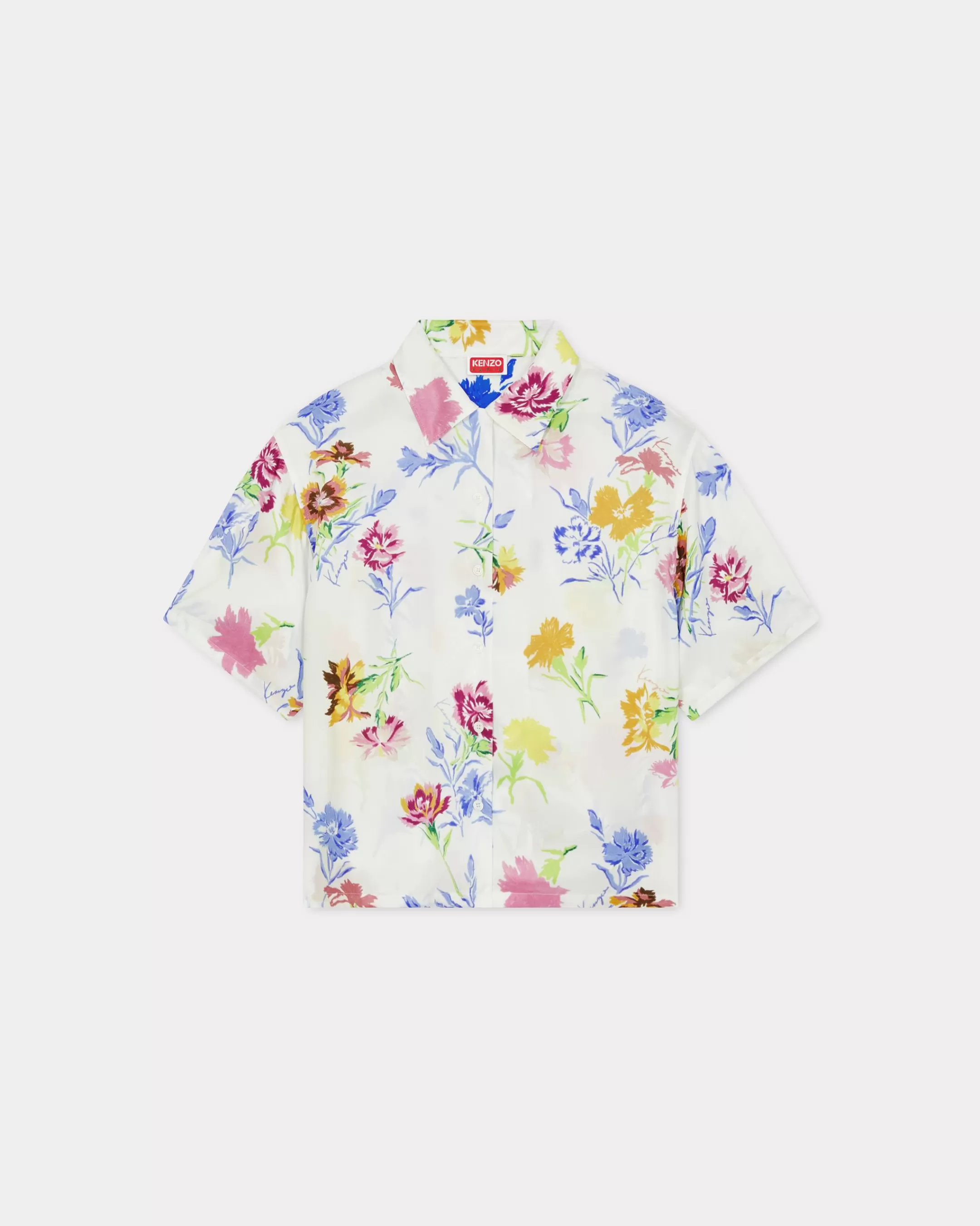 Shirts and Tops*KENZO ' Drawn Flowers' cropped hawaiian shirt Off White