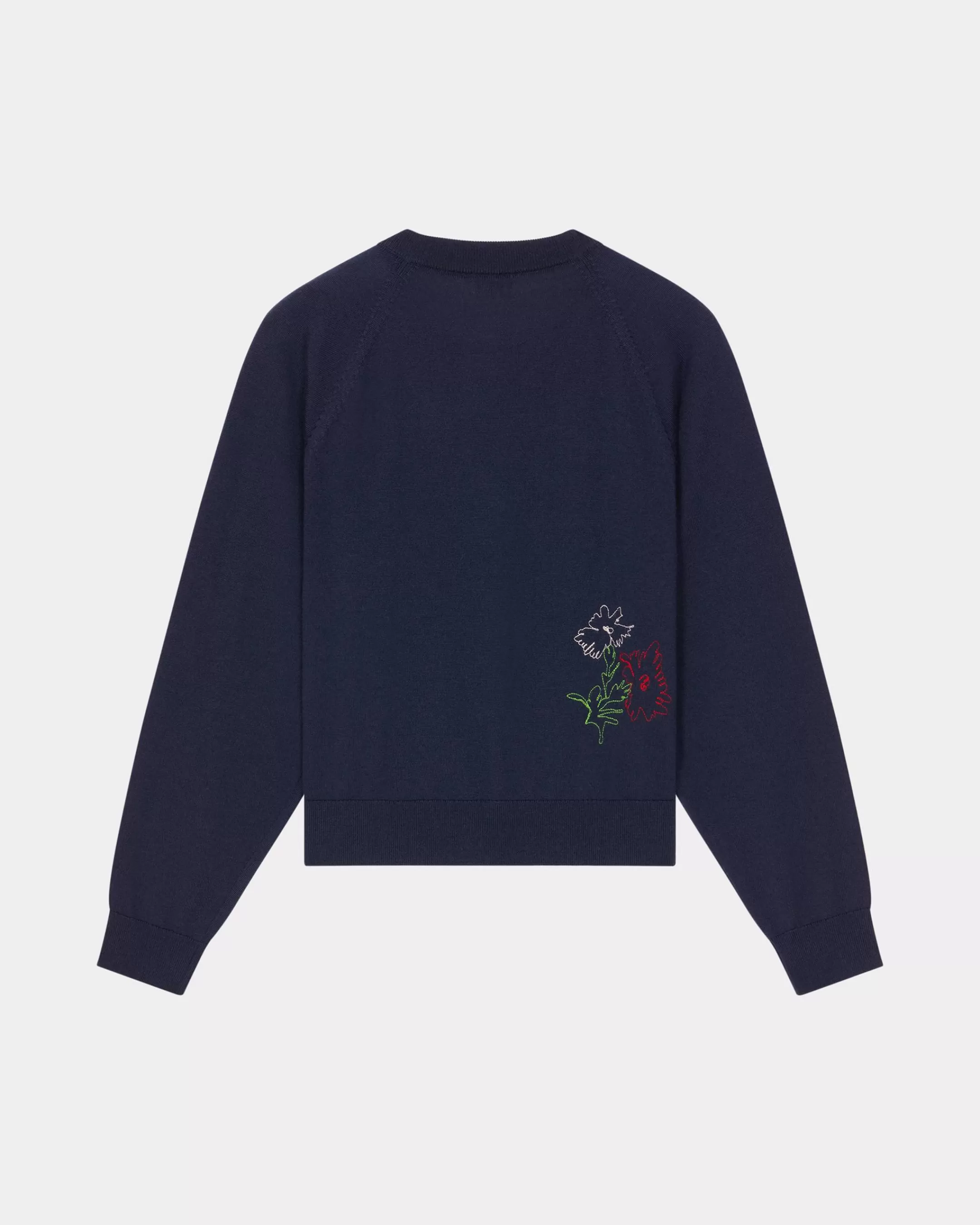 Knitwear*KENZO ' Drawn Flowers' embroidered cardigan Midnight Blue