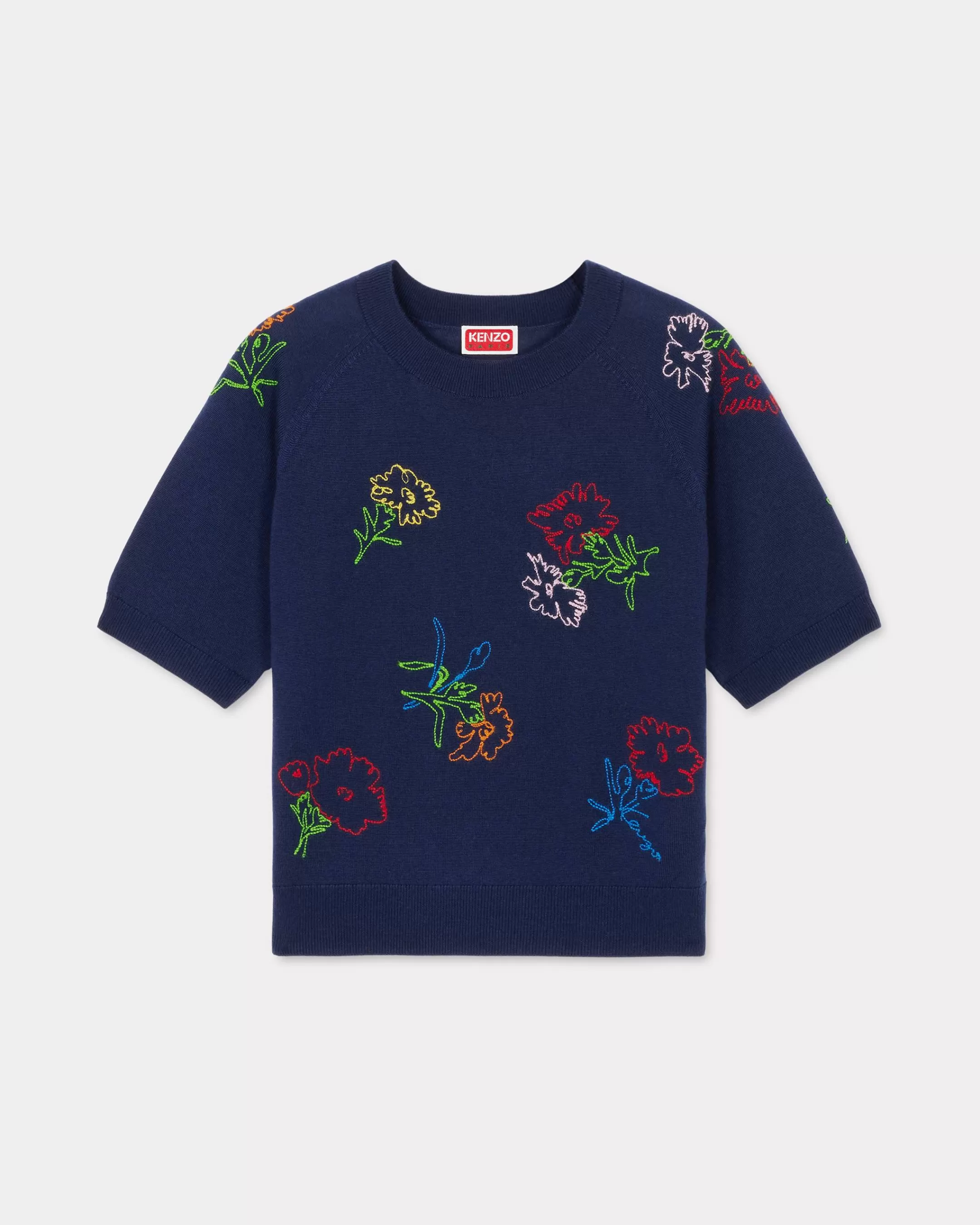 Knitwear*KENZO ' Drawn Flowers' embroidered jumper Midnight Blue