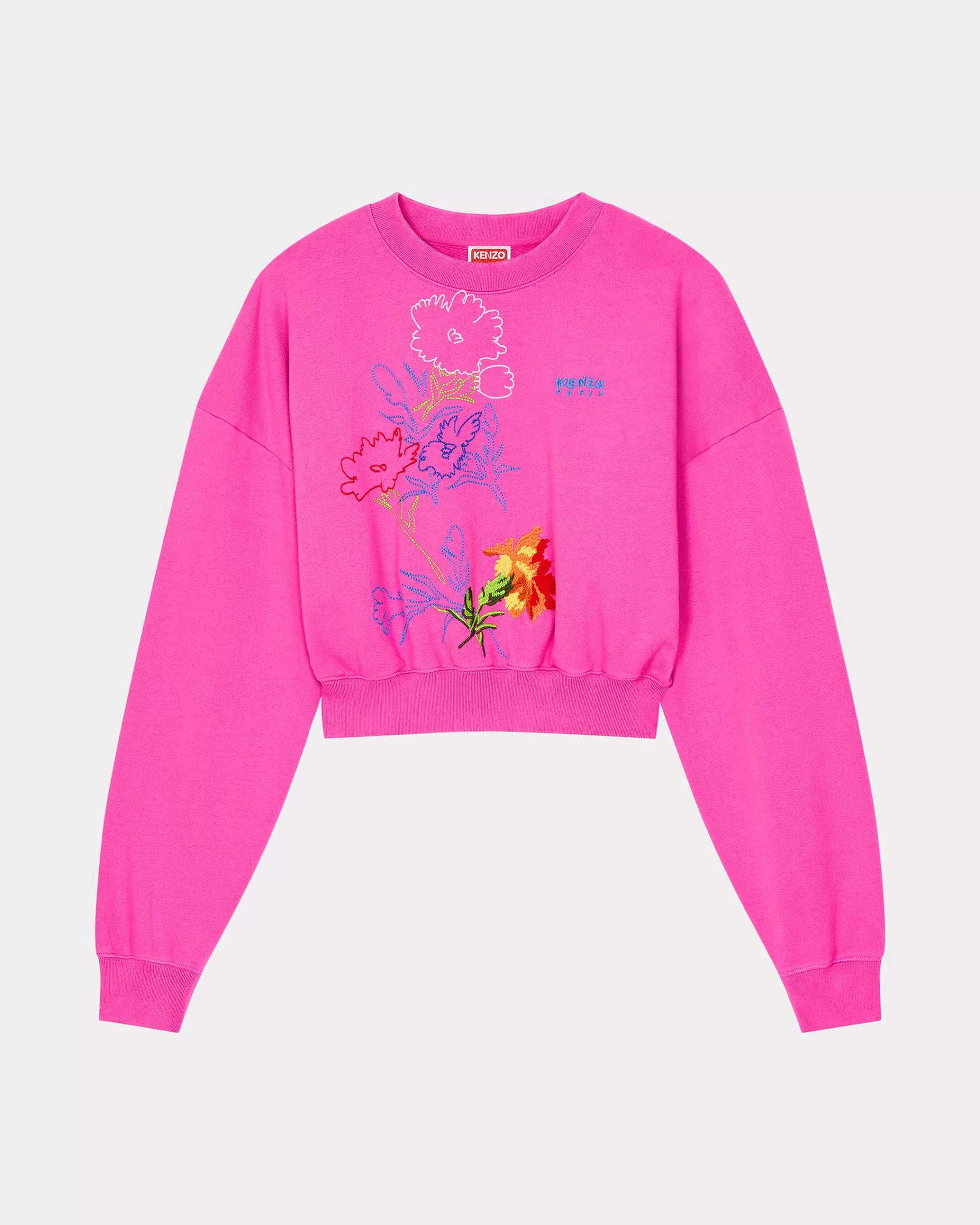 Sweatshirts and Hoodies*KENZO ' Drawn Flowers' embroidered sweatshirt Deep Fuschia