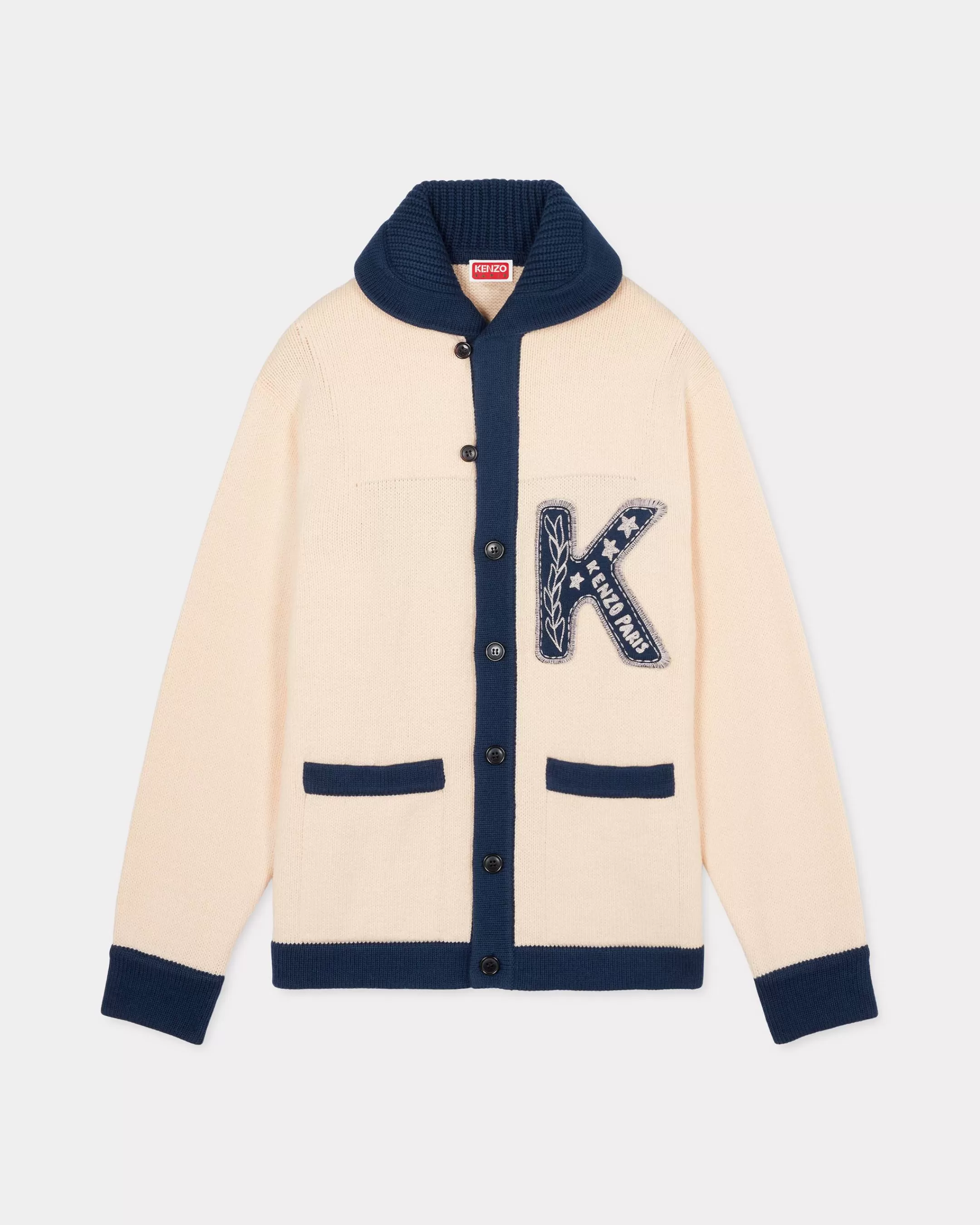 Knitwear*KENZO ' Drawn Varsity' cardigan Off White