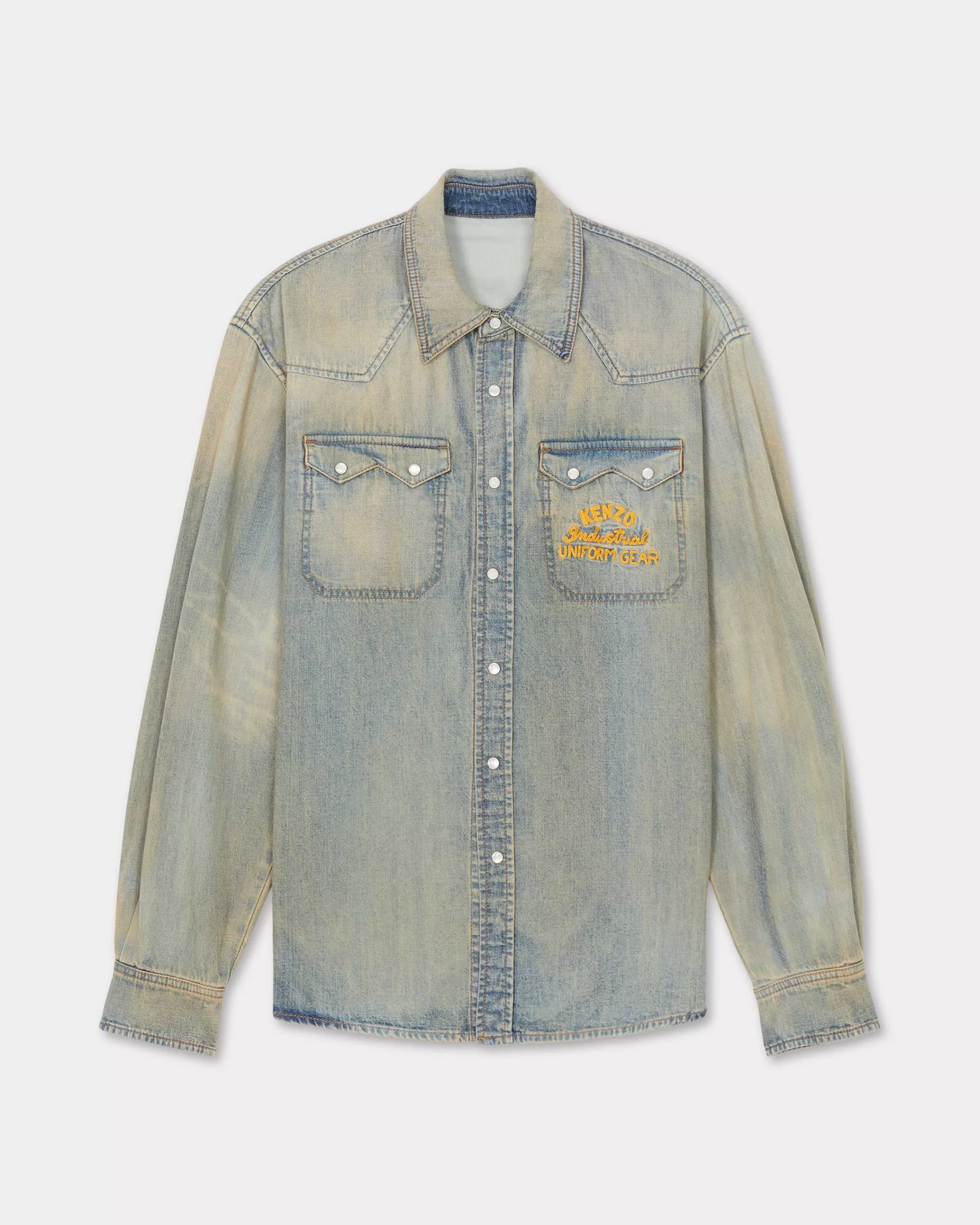 Denim | Shirts*KENZO ' Drawn Varsity' denim Western shirt Stone Bl Dirty Blue Denim