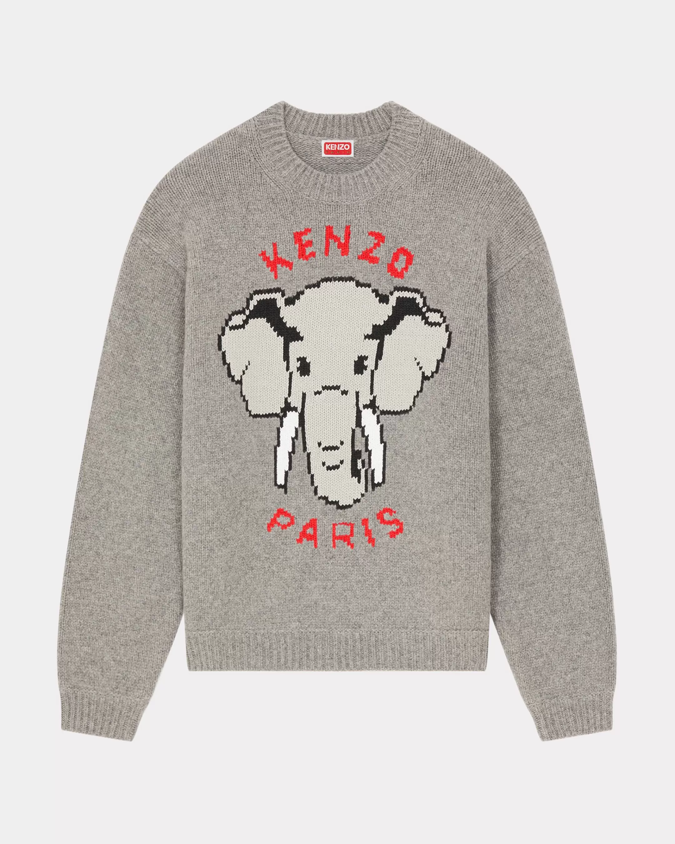 Knitwear*KENZO ' Elephant' embroidered jumper. Misty Grey