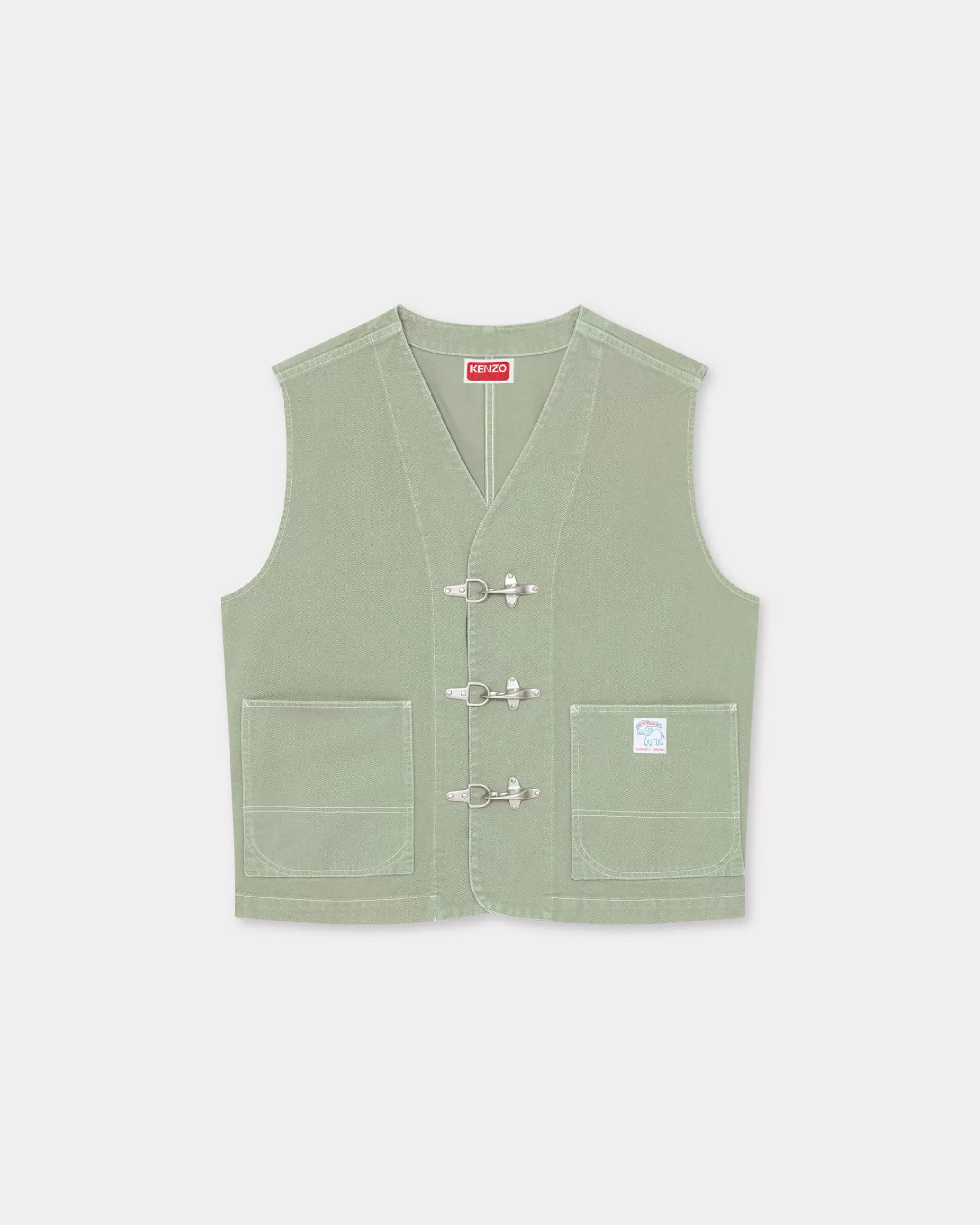 Denim | Jackets and Coats*KENZO ' Elephant Flag' workwear waistcoat. Almond Green