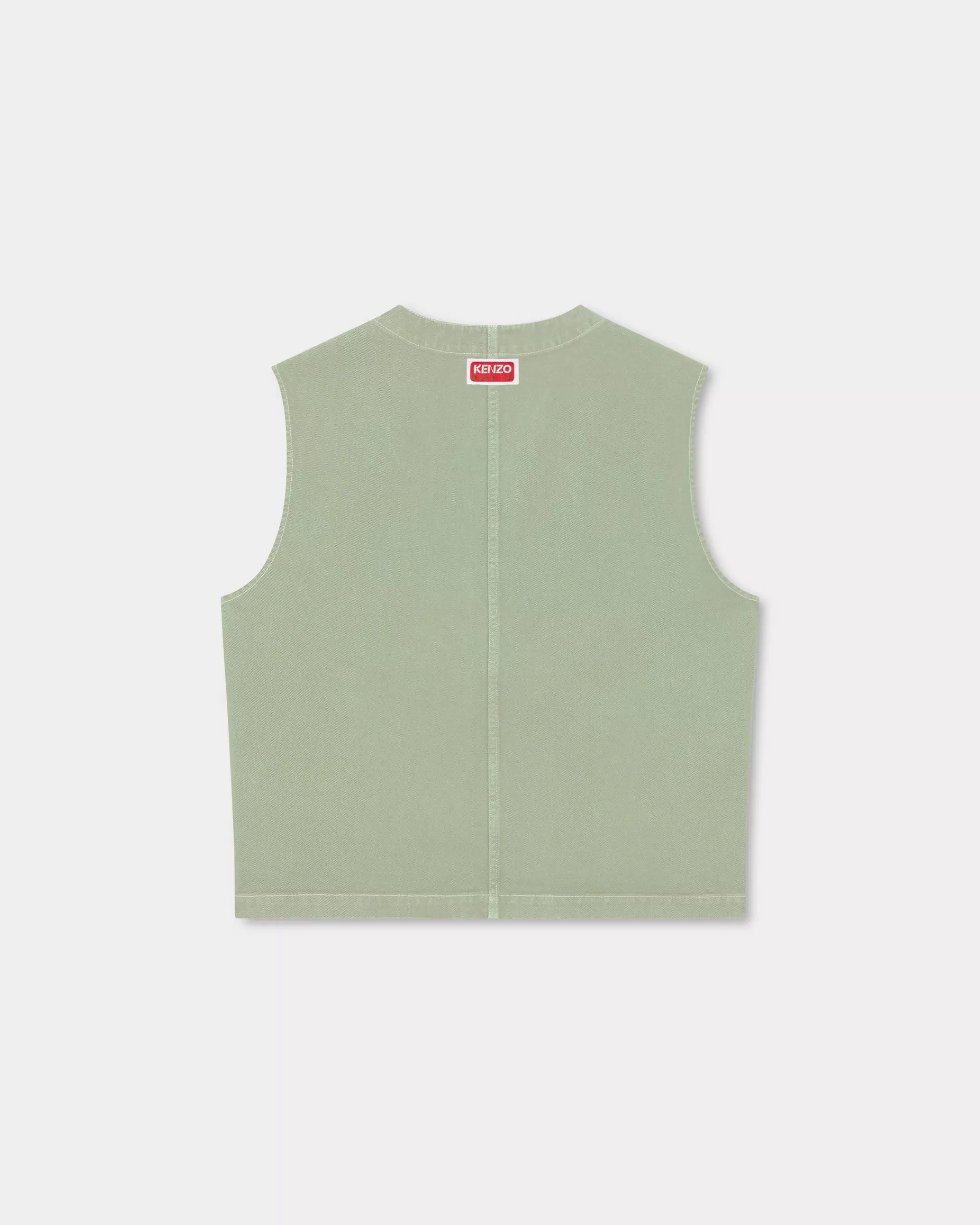 Denim | Jackets and Coats*KENZO ' Elephant Flag' workwear waistcoat. Almond Green