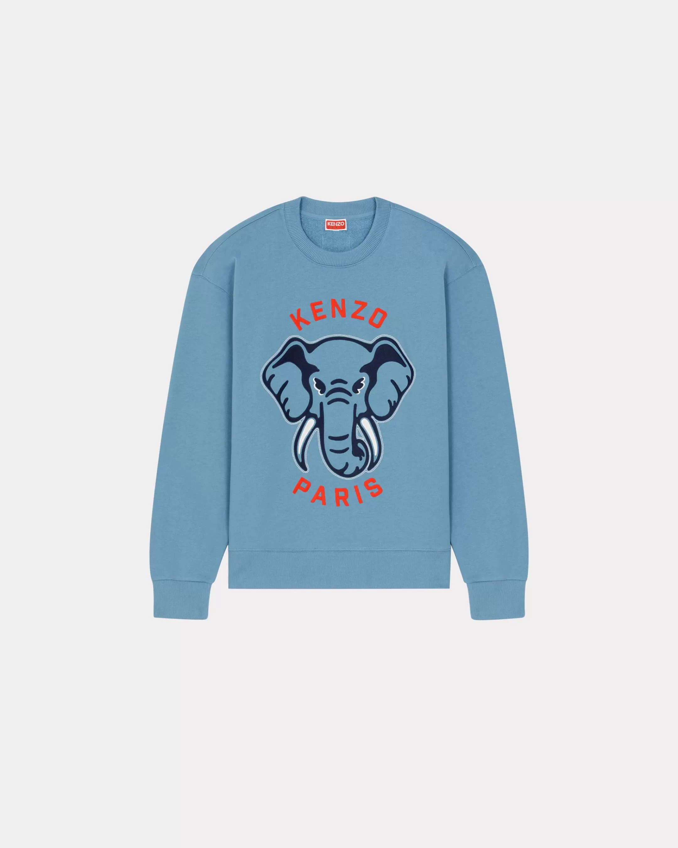 Sweatshirts and Hoodies*KENZO Elephant 'Varsity Jungle' embroidered sweatshirt Cyan