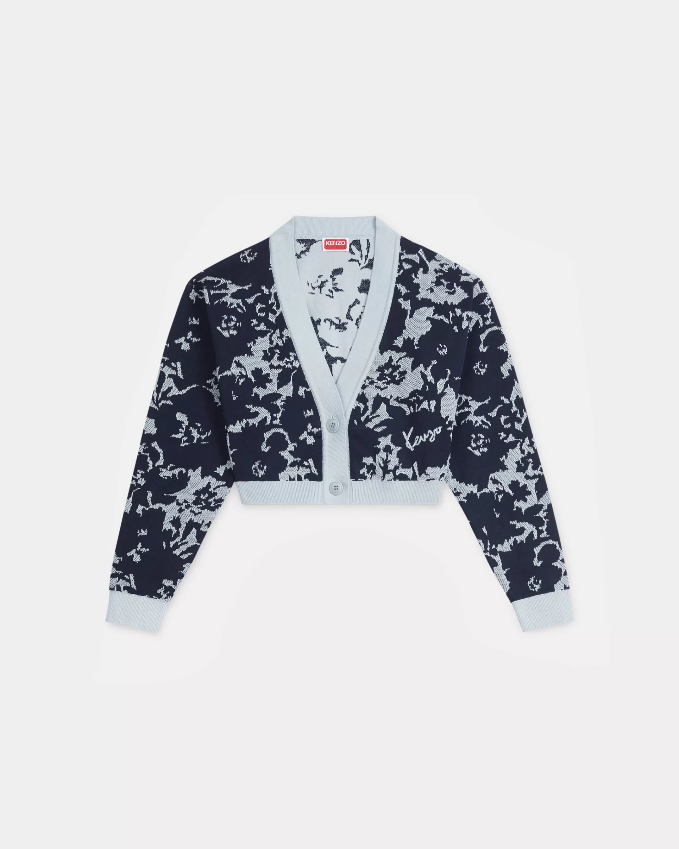 Knitwear*KENZO ' Flower Camo' cropped cardigan Midnight Blue