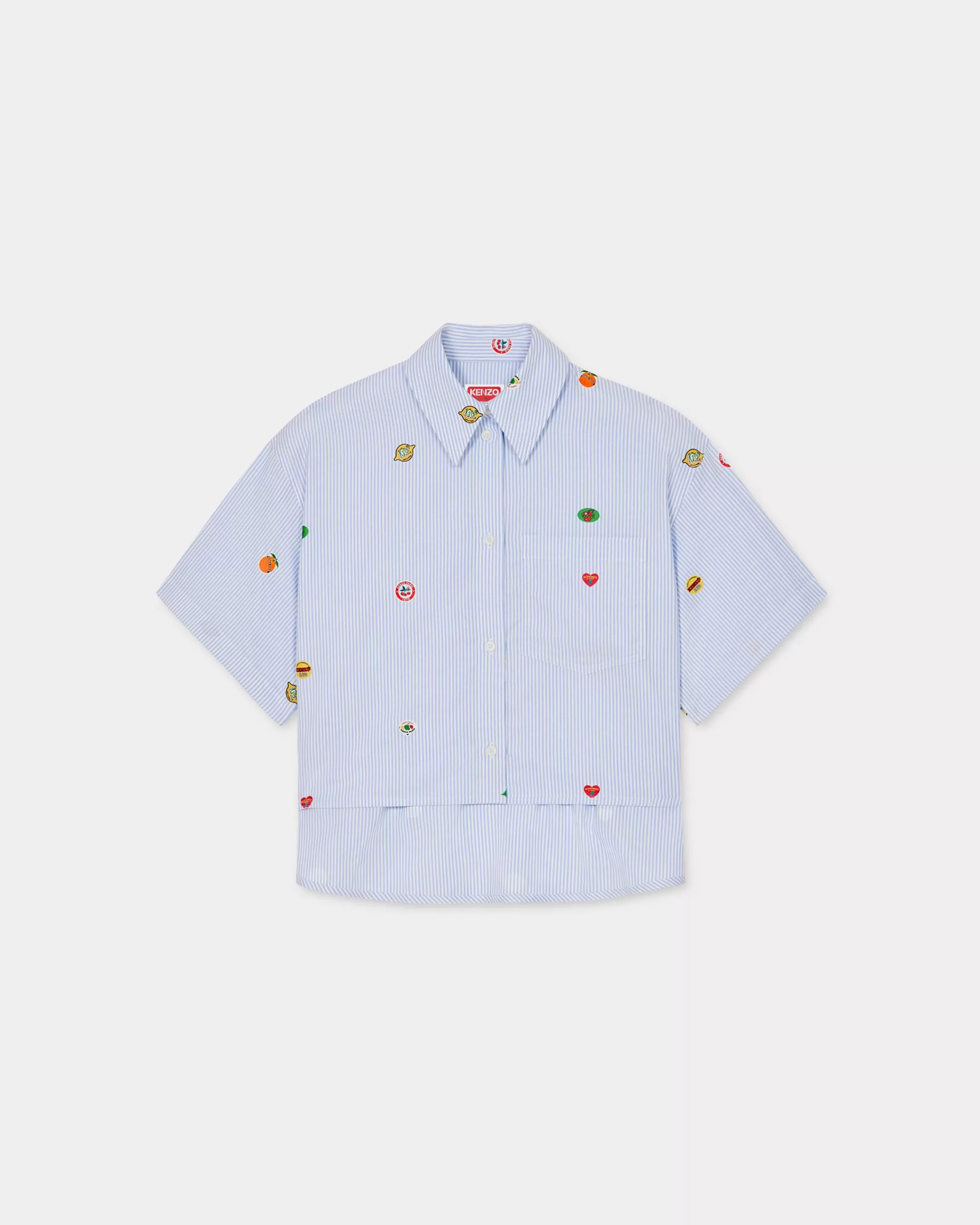 Shirts and Tops*KENZO ' Fruit Stickers' cropped shirt Sky Blue