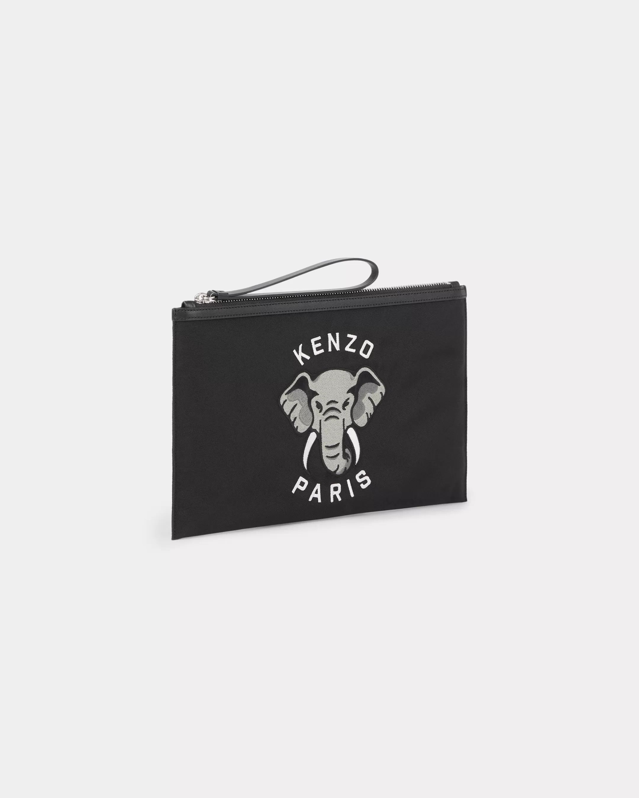 Small Leathergoods | Small Leathergoods*KENZO ' Varsity' large embroidered nylon clutch Black