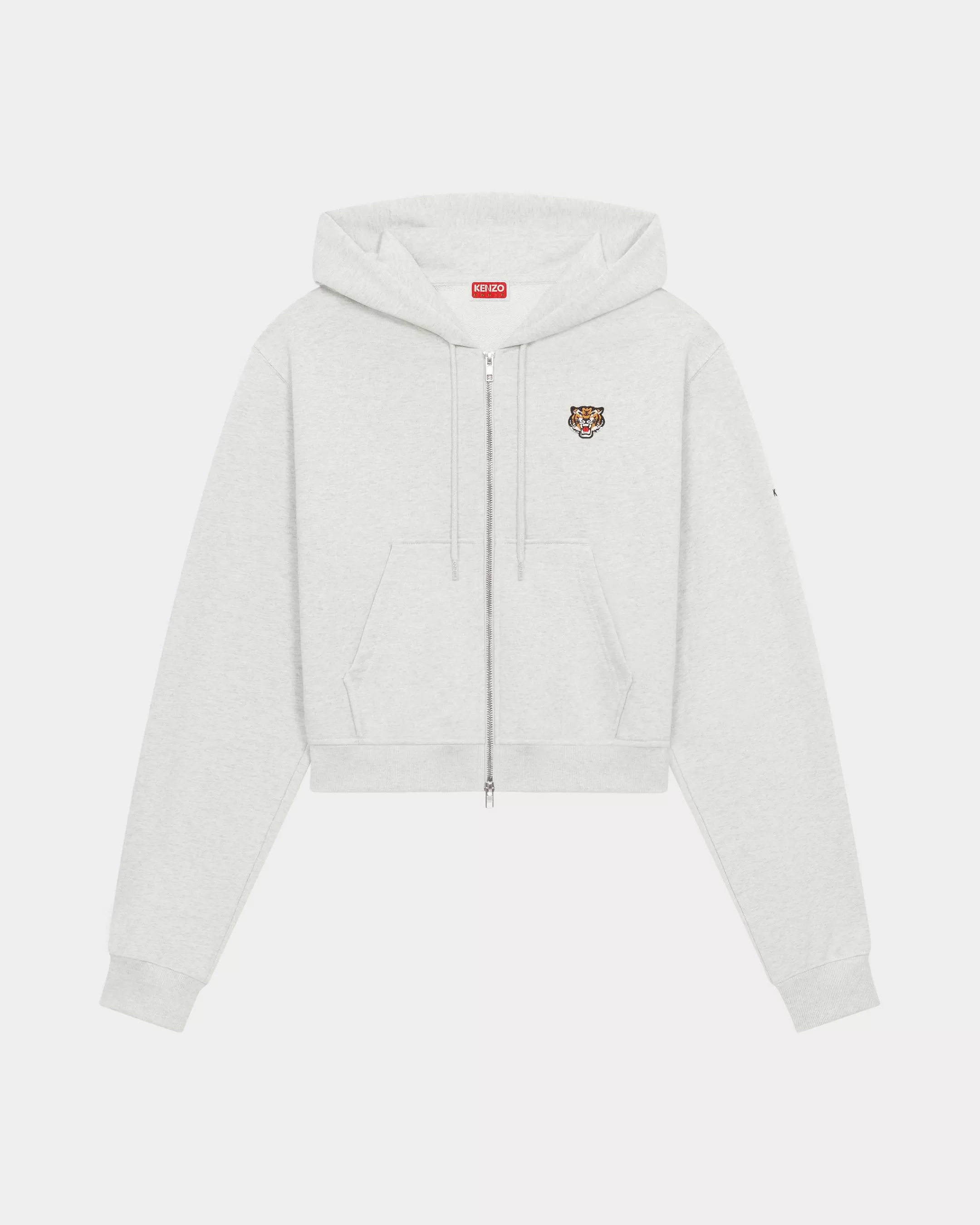 Sweatshirts and Hoodies | Lucky Tiger*KENZO 'Lucky Tiger Crest' embroidered zip-up hoodie Pale Grey