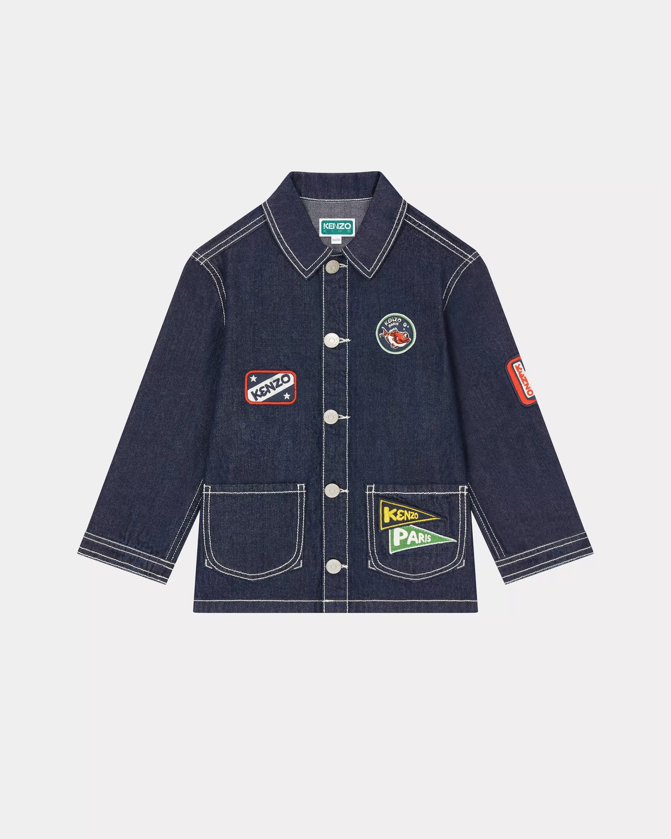 BOYS (3-12 YEARS)*KENZO 'Sailor' denim jacket with embroidered badges Navy Blue