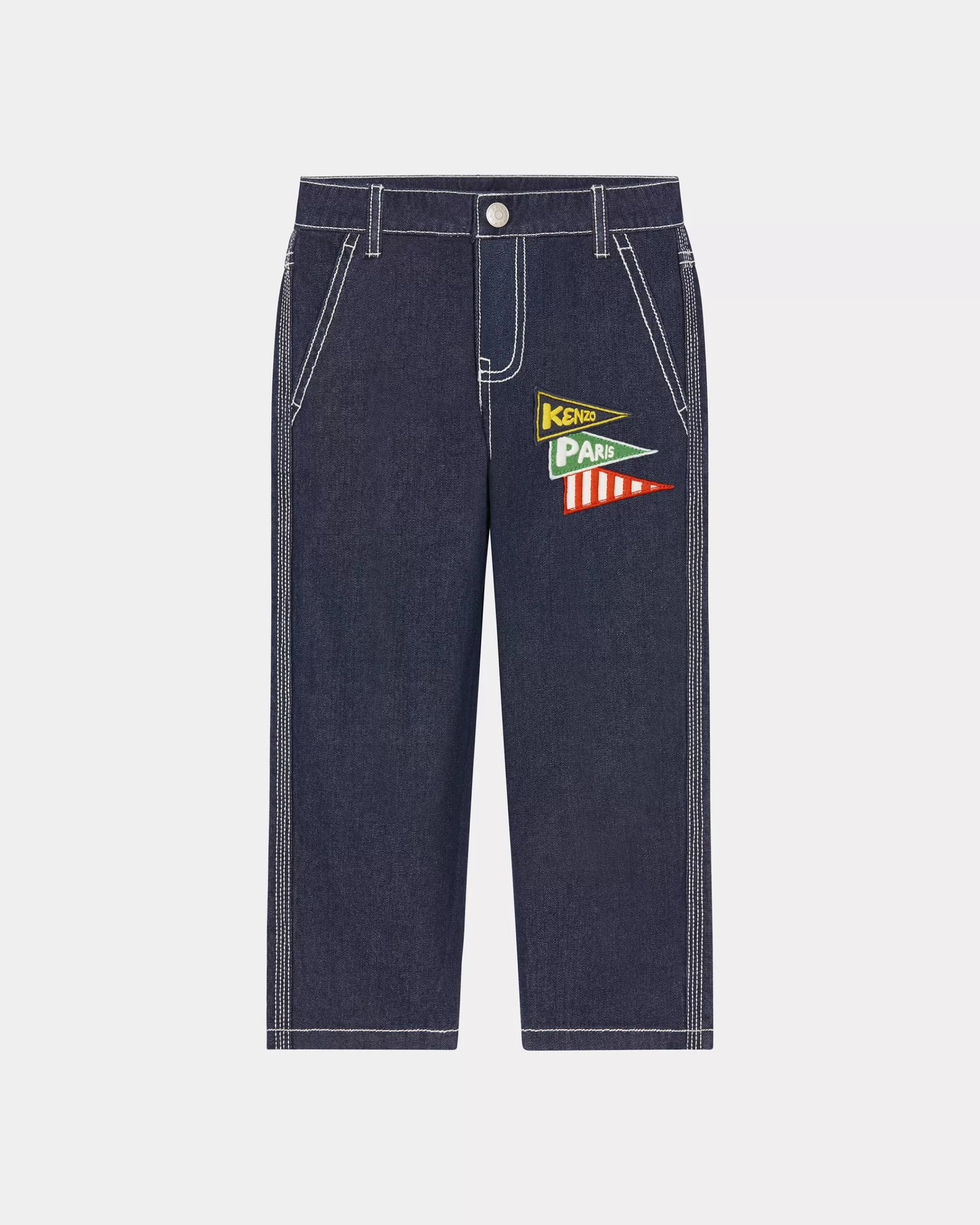 BOYS (3-12 YEARS)*KENZO 'Sailor' embroidered jeans Navy Blue