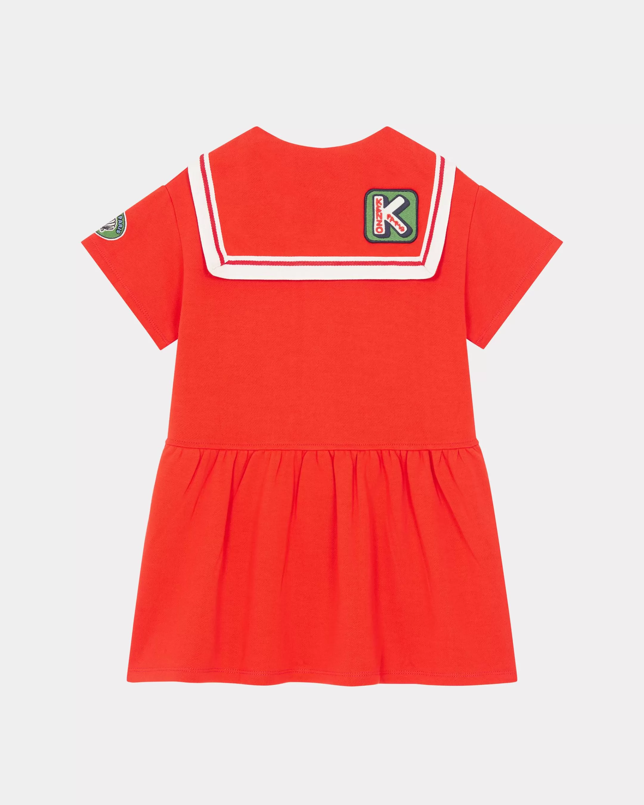 GIRLS (3-12 YEARS)*KENZO 'Sailor' embroidered short-sleeved dress Vermillion