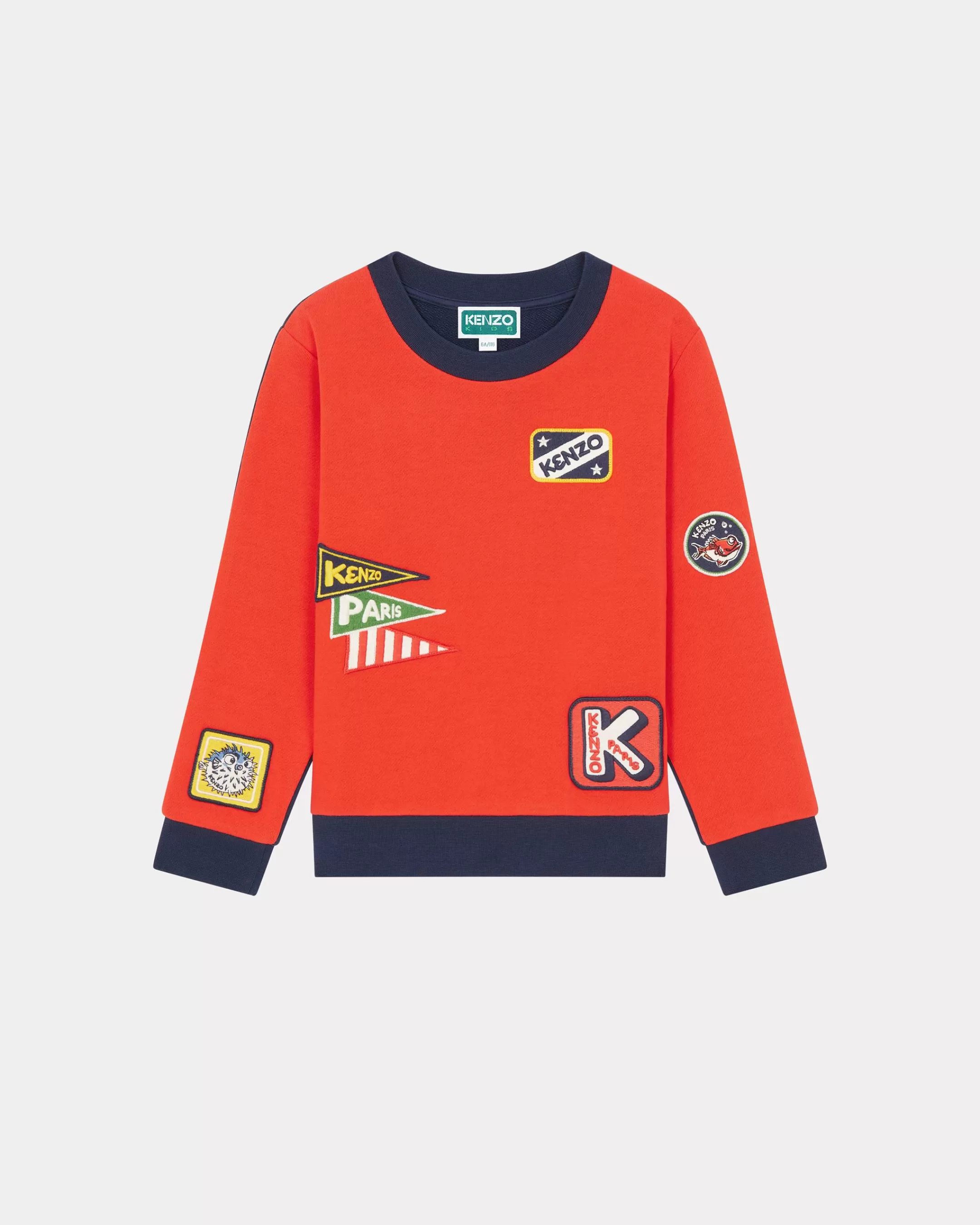 BOYS (3-12 YEARS)*KENZO 'Sailor' embroidered two-tone sweatshirt Vermillion