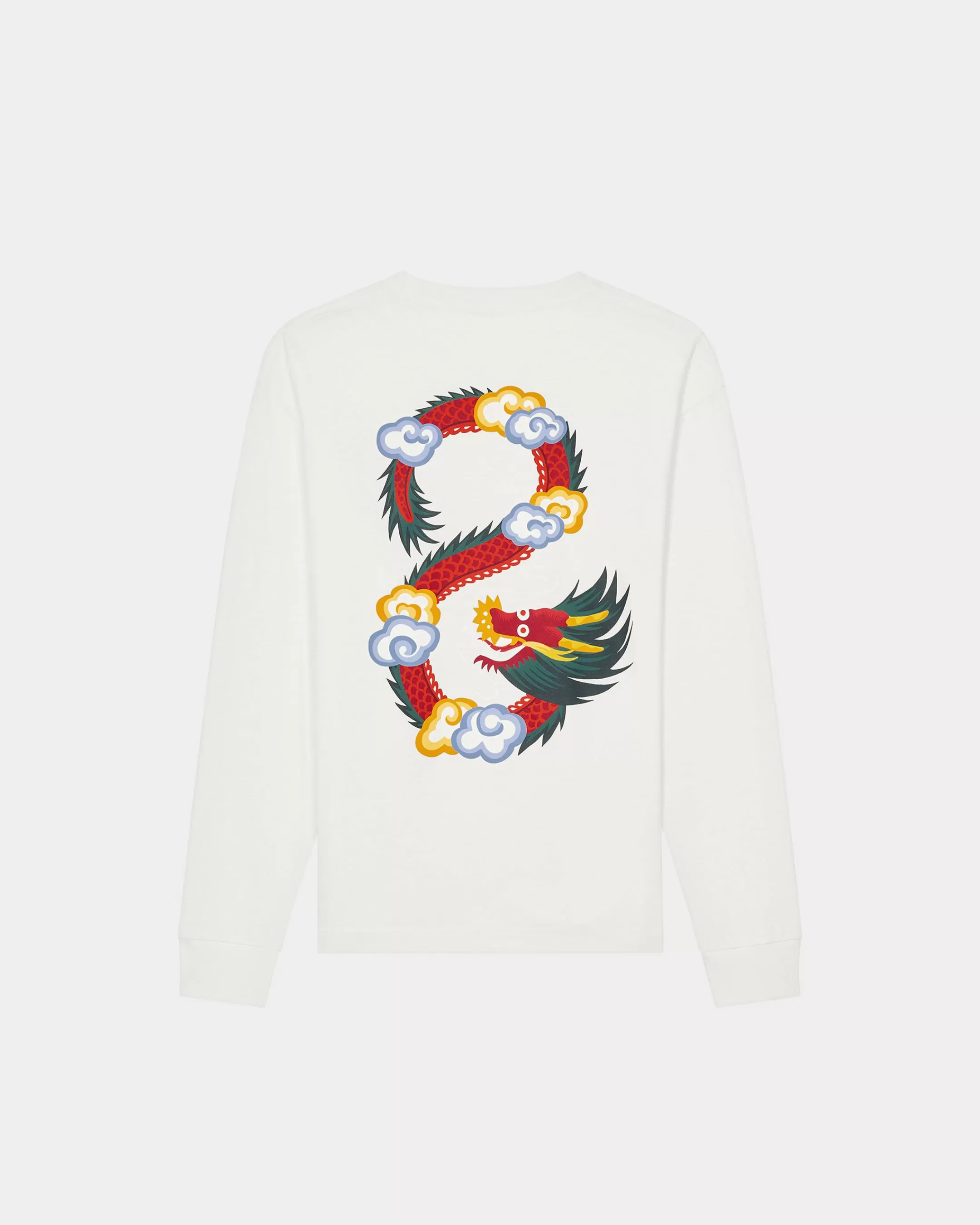 T-shirts and Polos*KENZO 'Year of the Dragon' classic long-sleeved T-shirt Off White