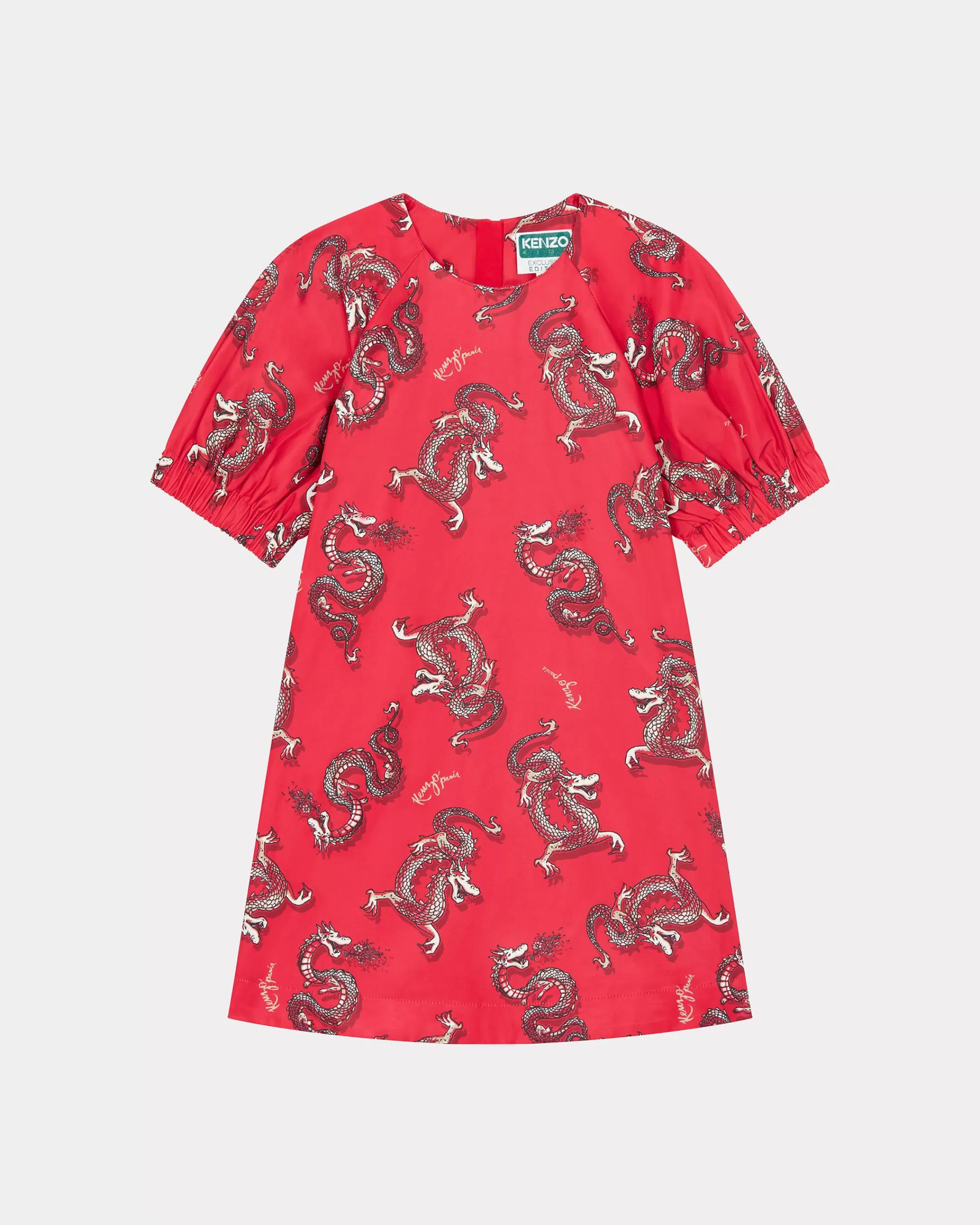 GIRLS (3-12 YEARS)*KENZO Year of the Dragon' dress with balloon sleeves Medium Red