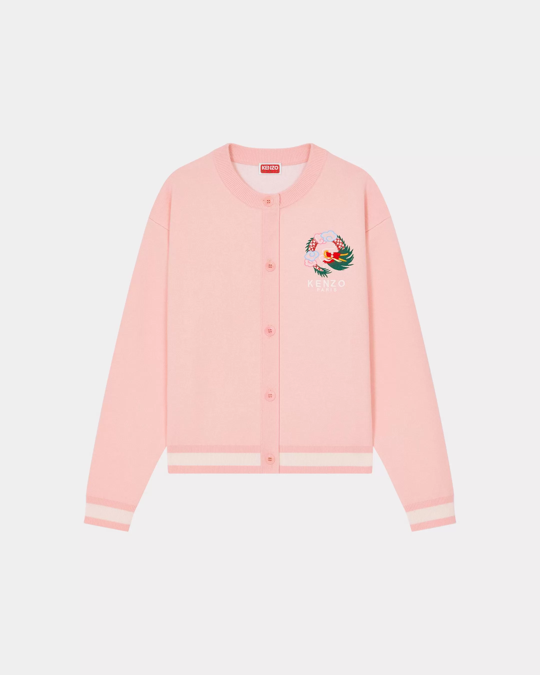 Knitwear*KENZO 'Year of the Dragon' embroidered cardigan Faded Pink