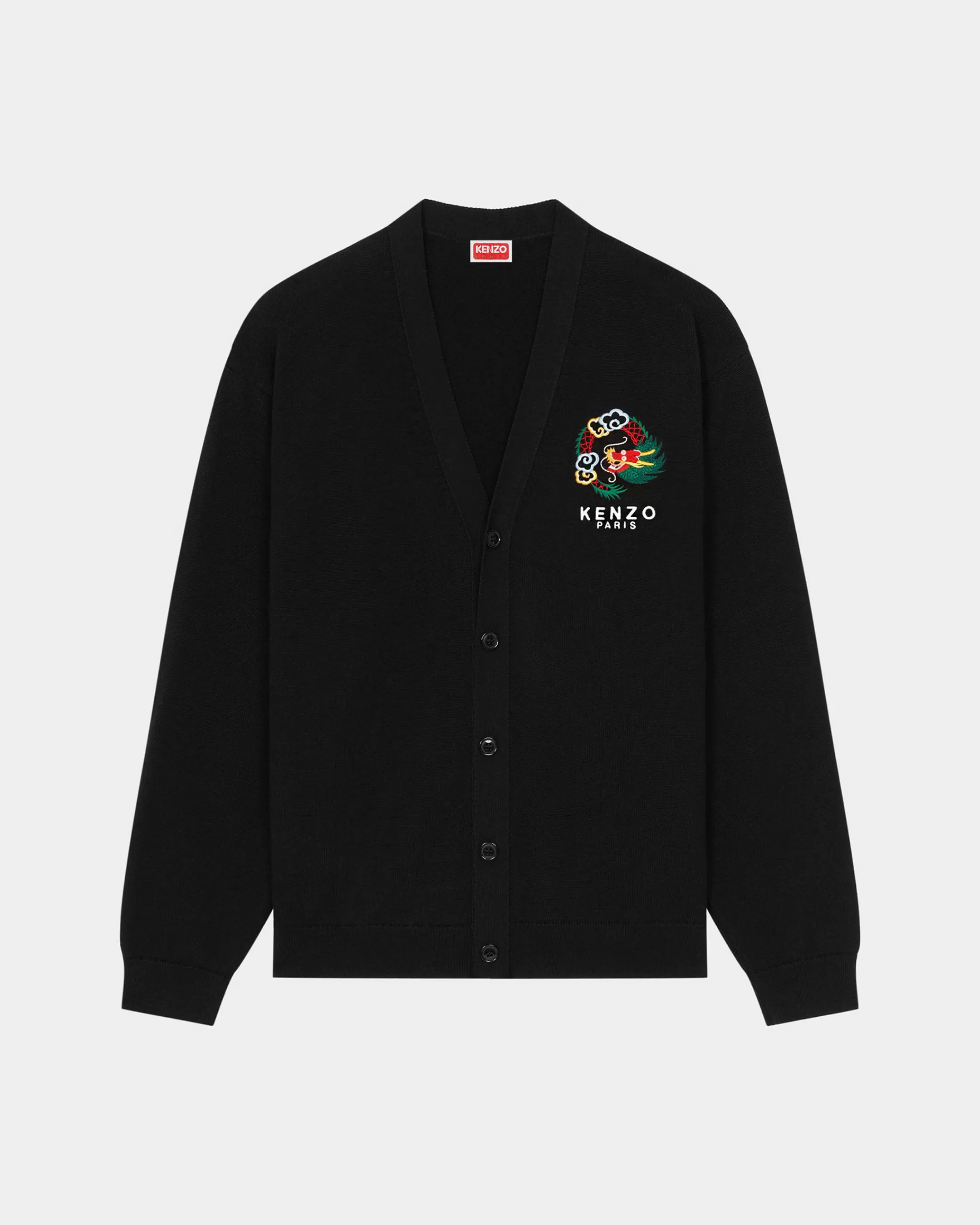 Knitwear*KENZO 'Year of the Dragon' embroidered cardigan Black