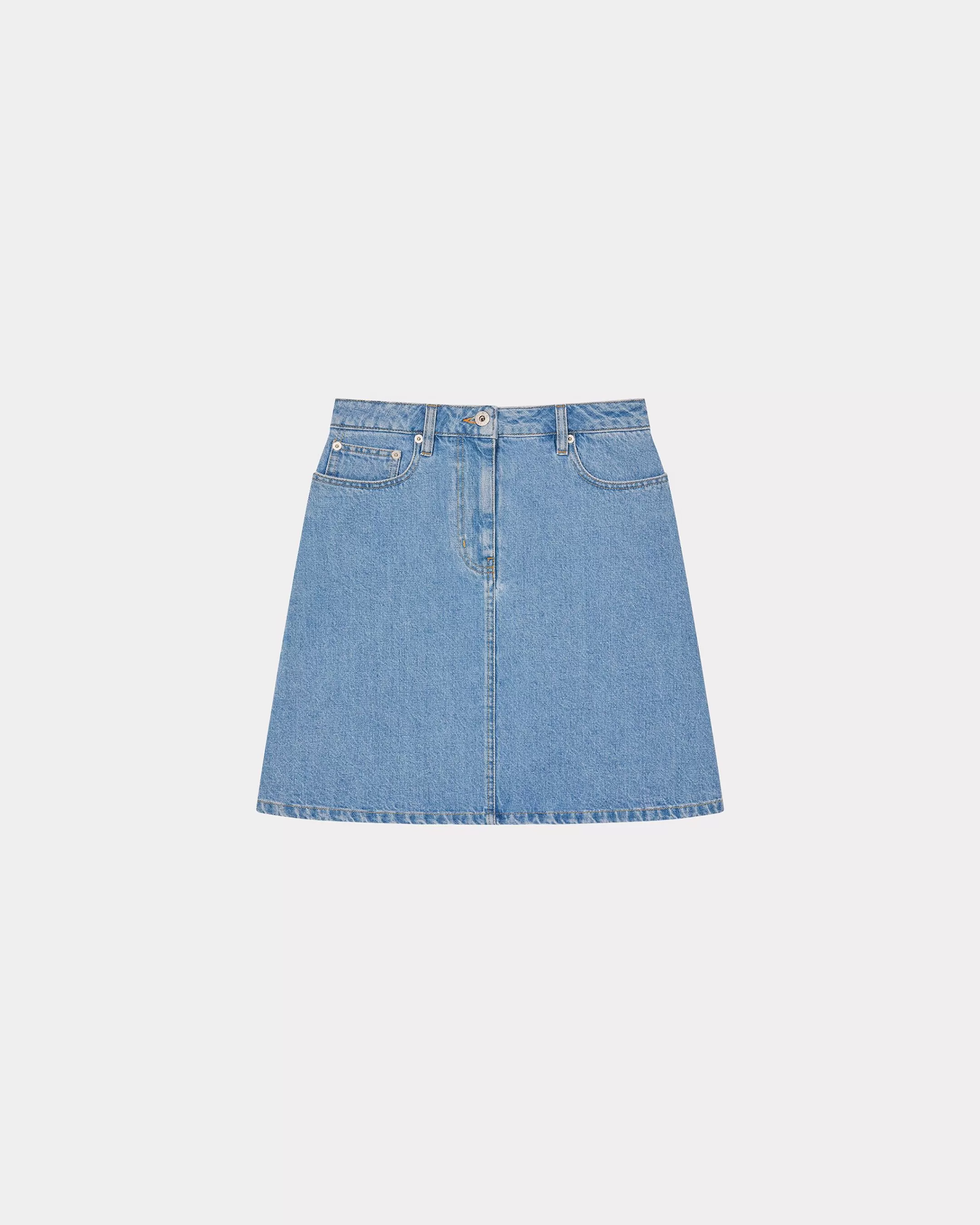 Denim | Dresses and Skirts*KENZO 'Year of the Dragon' embroidered Japanese denim miniskirt Stone Bleached Blue Denim