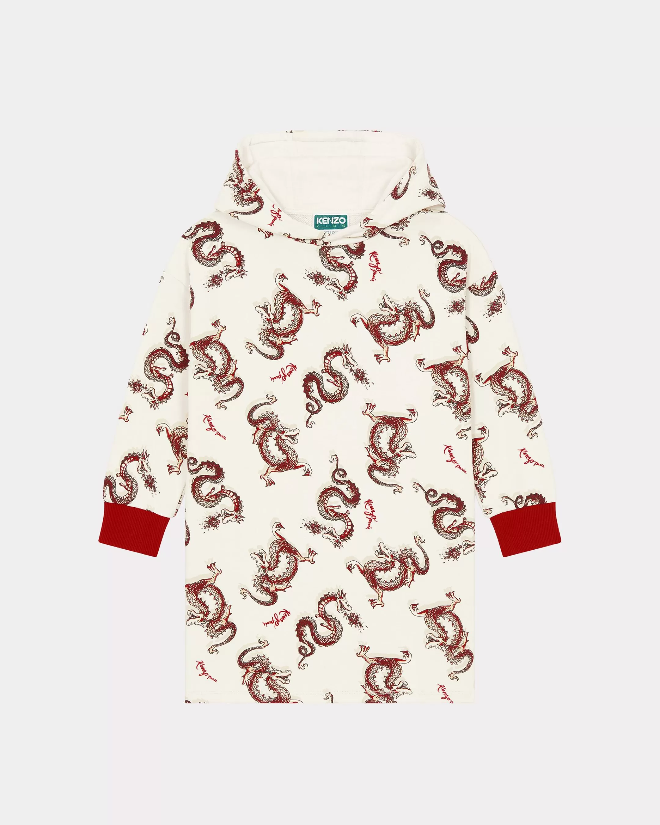 GIRLS (3-12 YEARS)*KENZO Year of the Dragon' hooded dress Cream